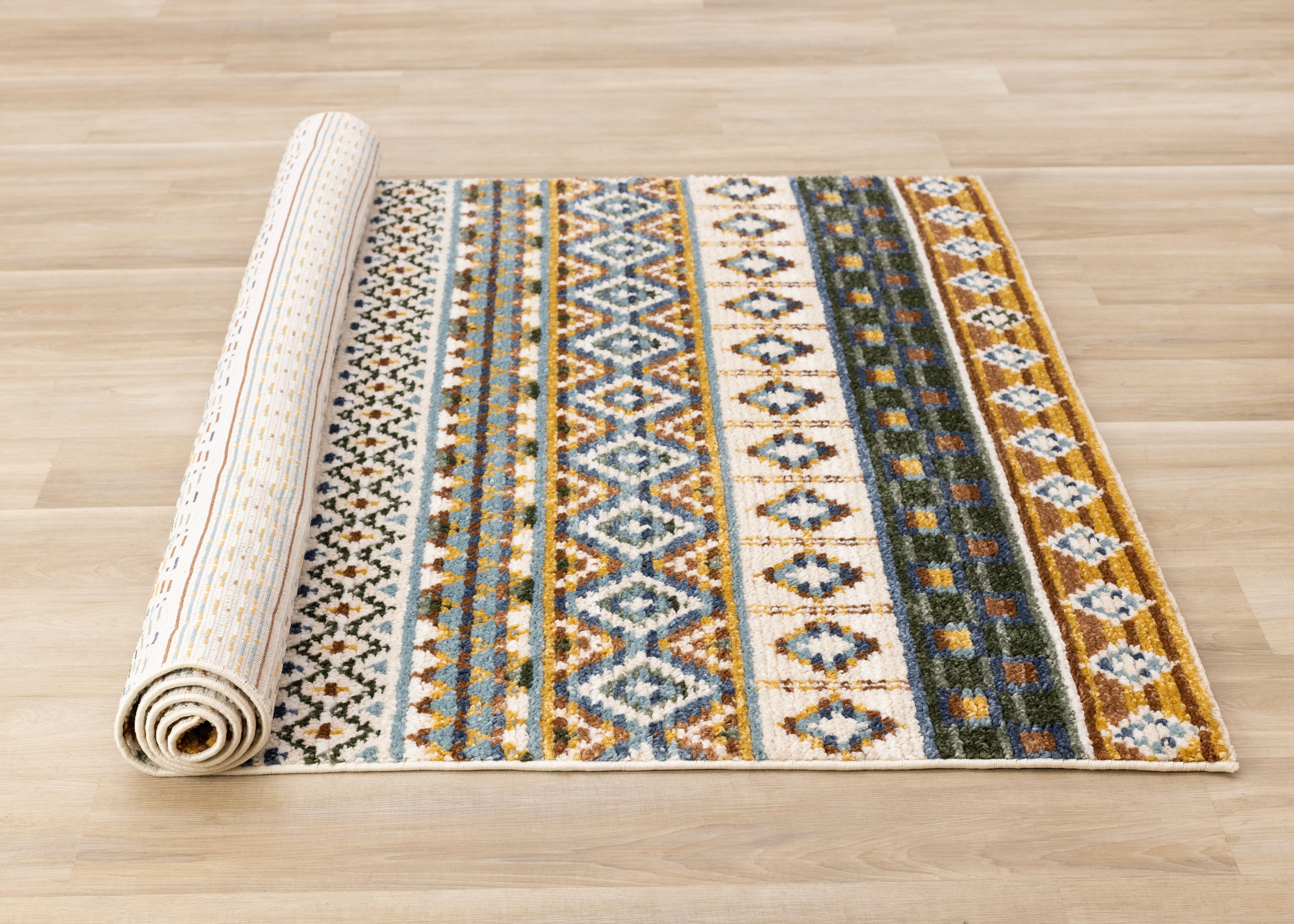 Nala Yellow Blue Green Oxblood Intricate Southwestern Design Rug