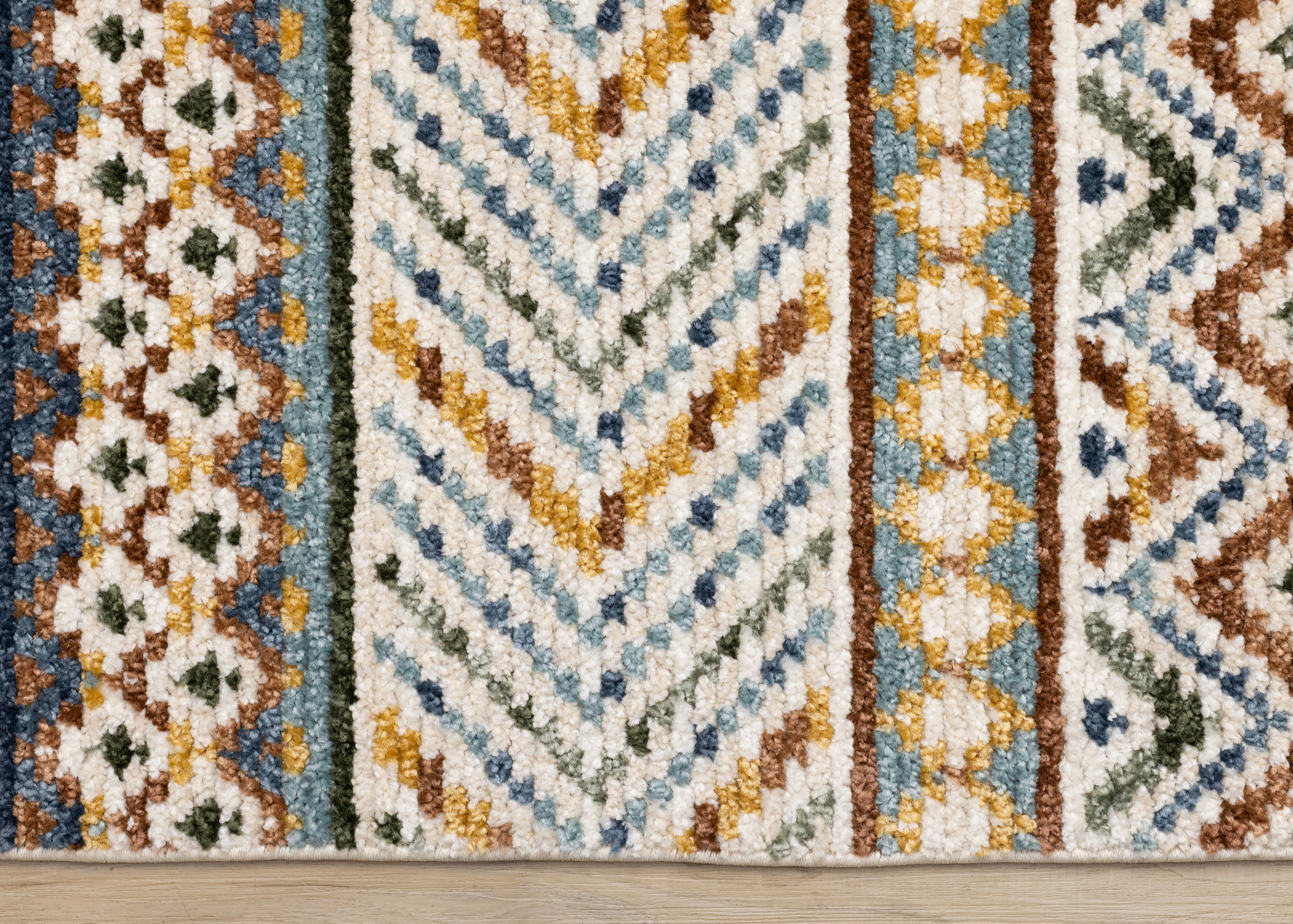 Nala Yellow Blue Green Oxblood Intricate Southwestern Design Rug