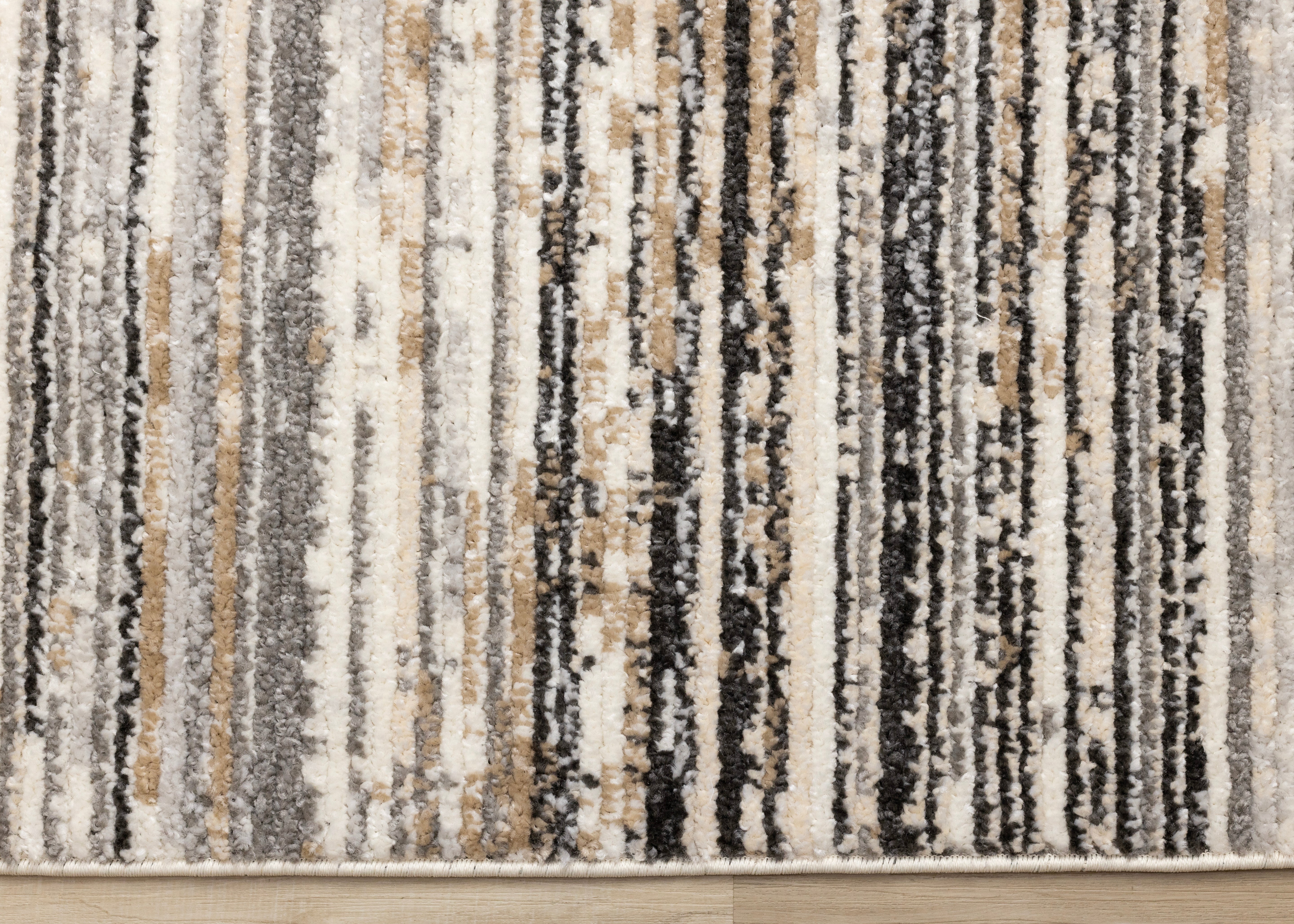 Nala Cream Grey Black Beige Distressed Lines Rug