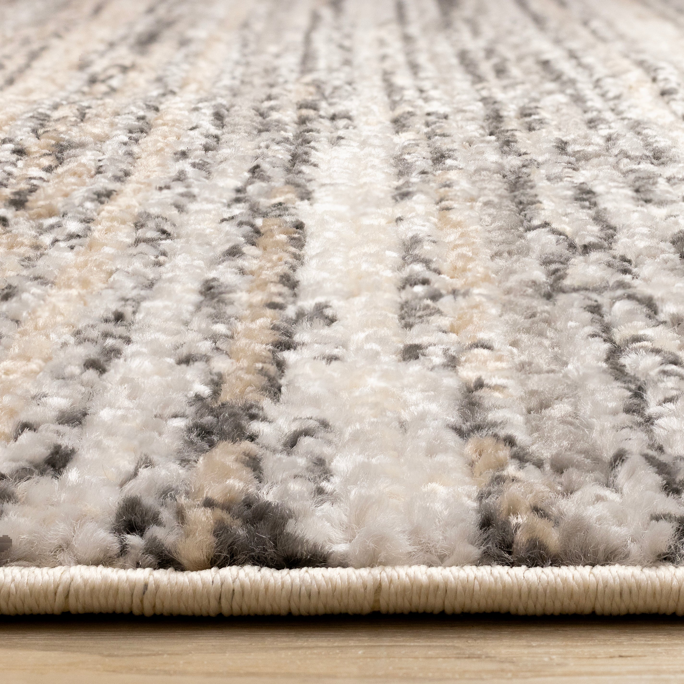 Nala Cream Grey Black Beige Distressed Lines Rug