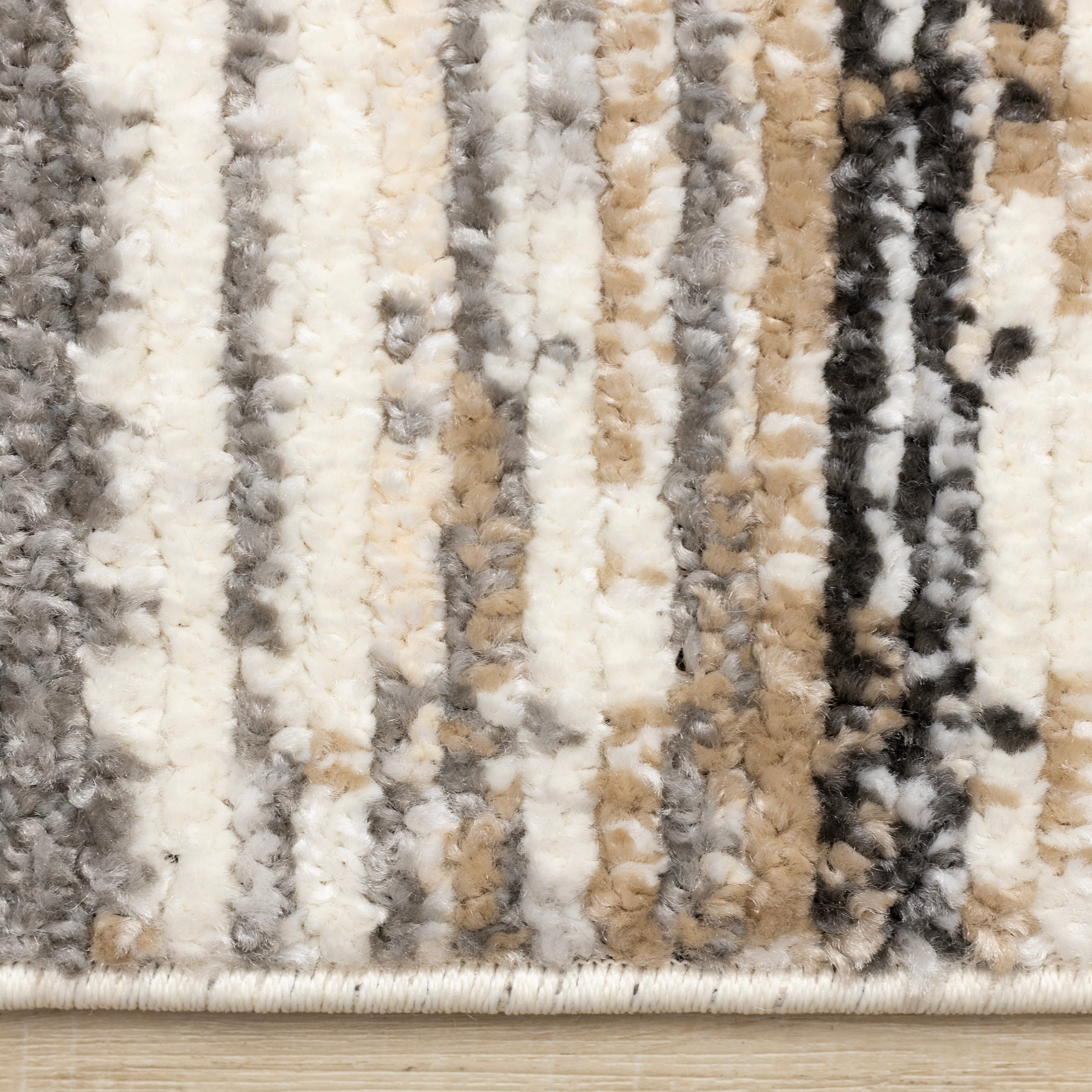Nala Cream Grey Black Beige Distressed Lines Rug