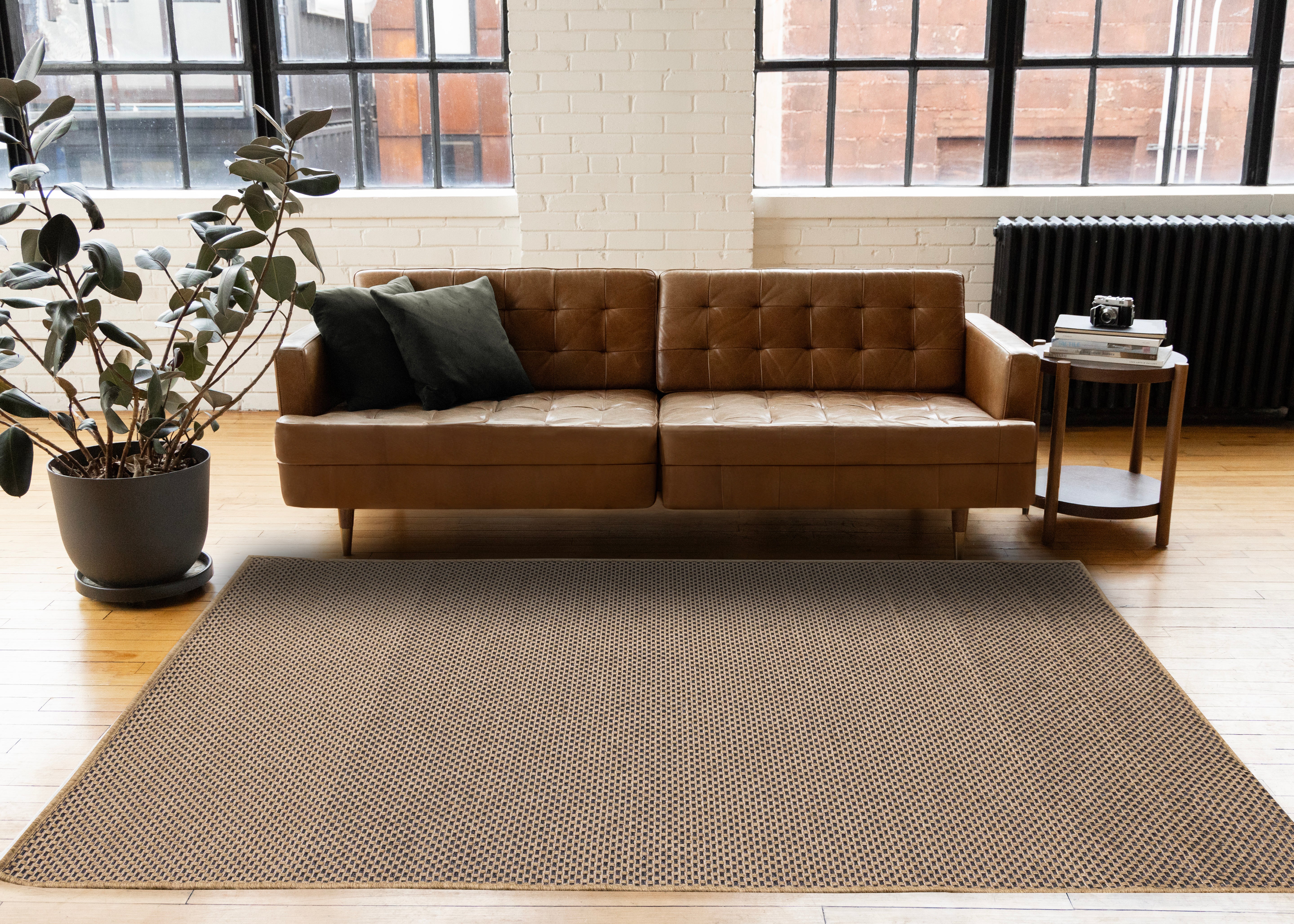 Novah Brown Black Geometric Flatweave Design Rug