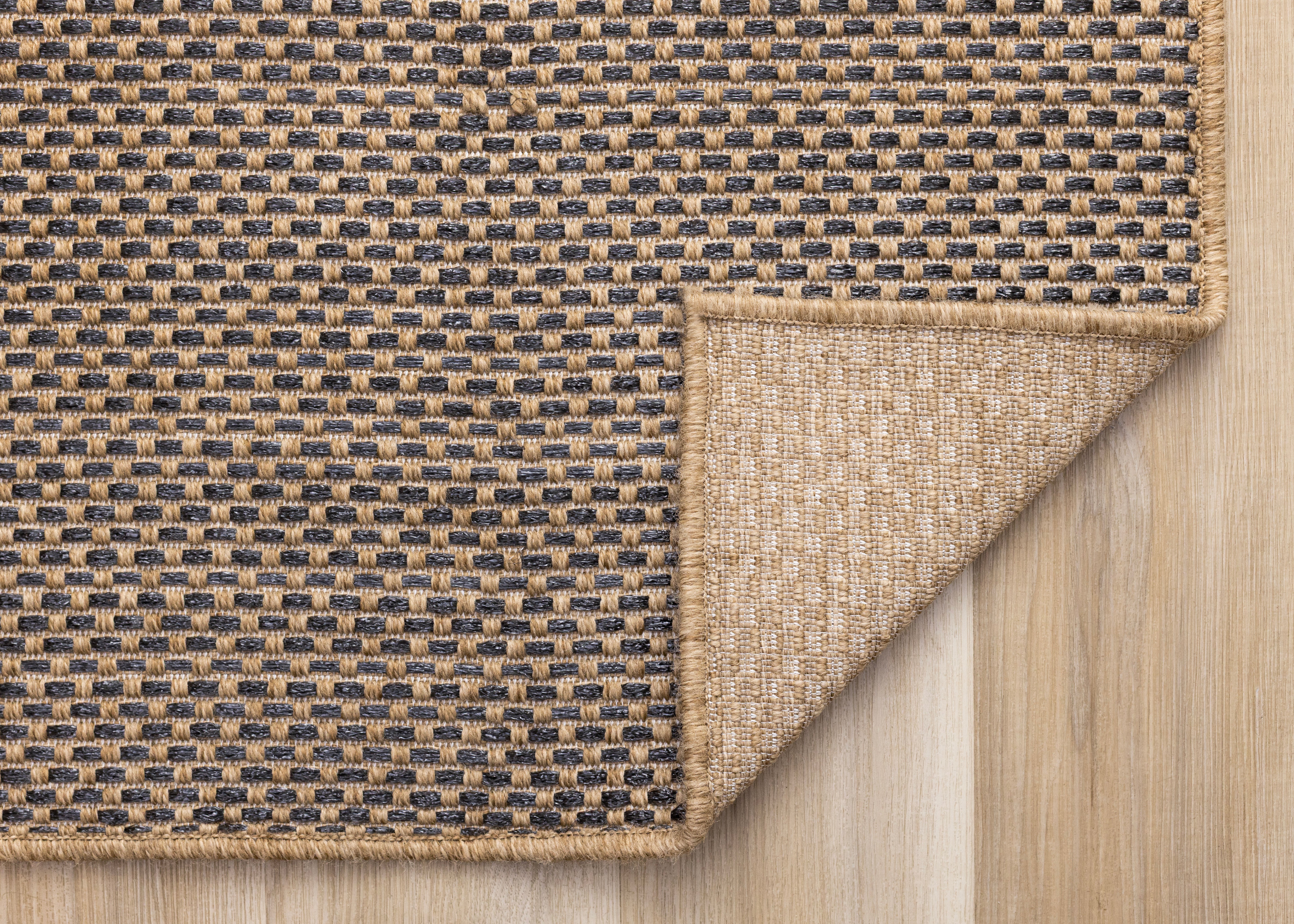 Novah Brown Black Geometric Flatweave Design Rug