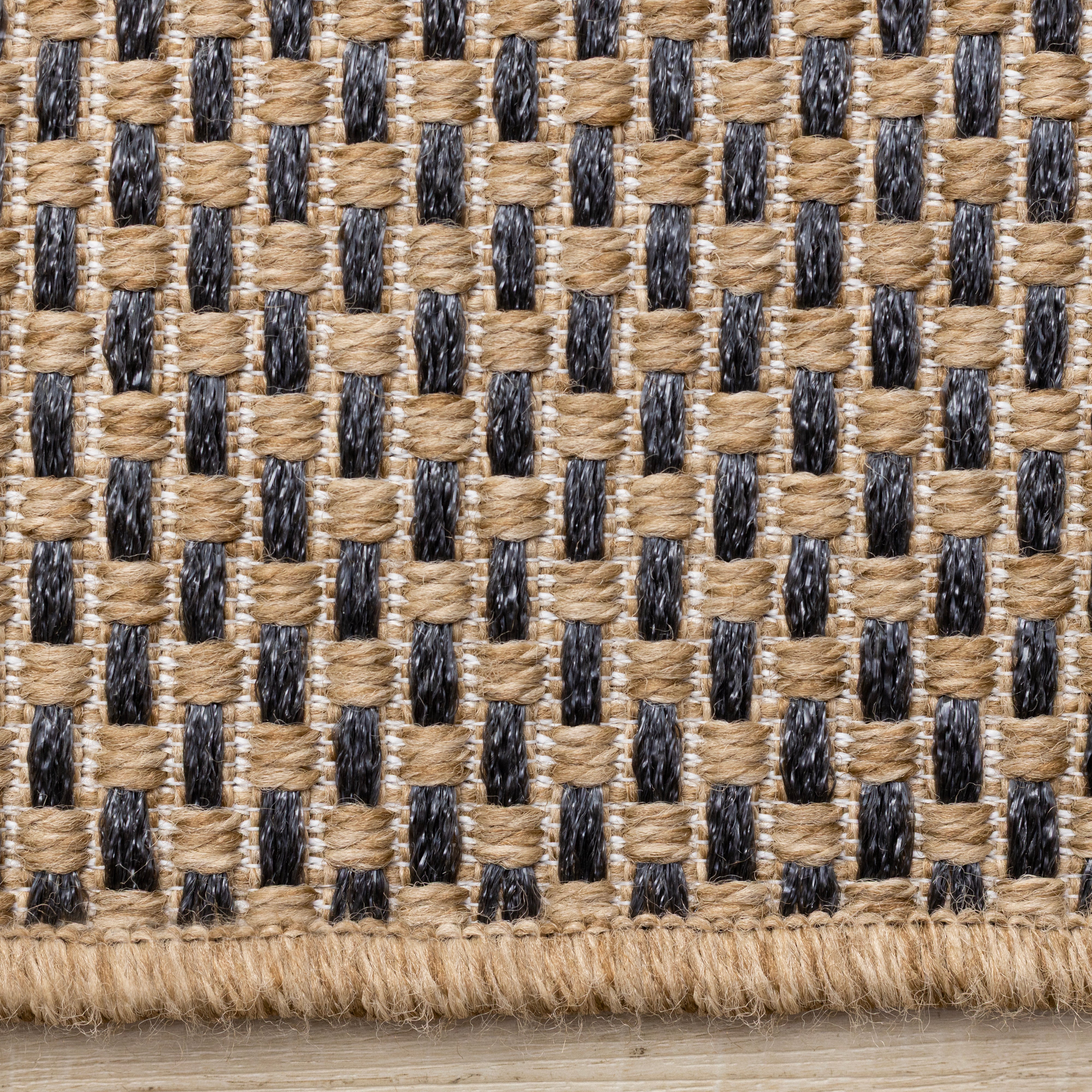 Novah Brown Black Geometric Flatweave Design Rug