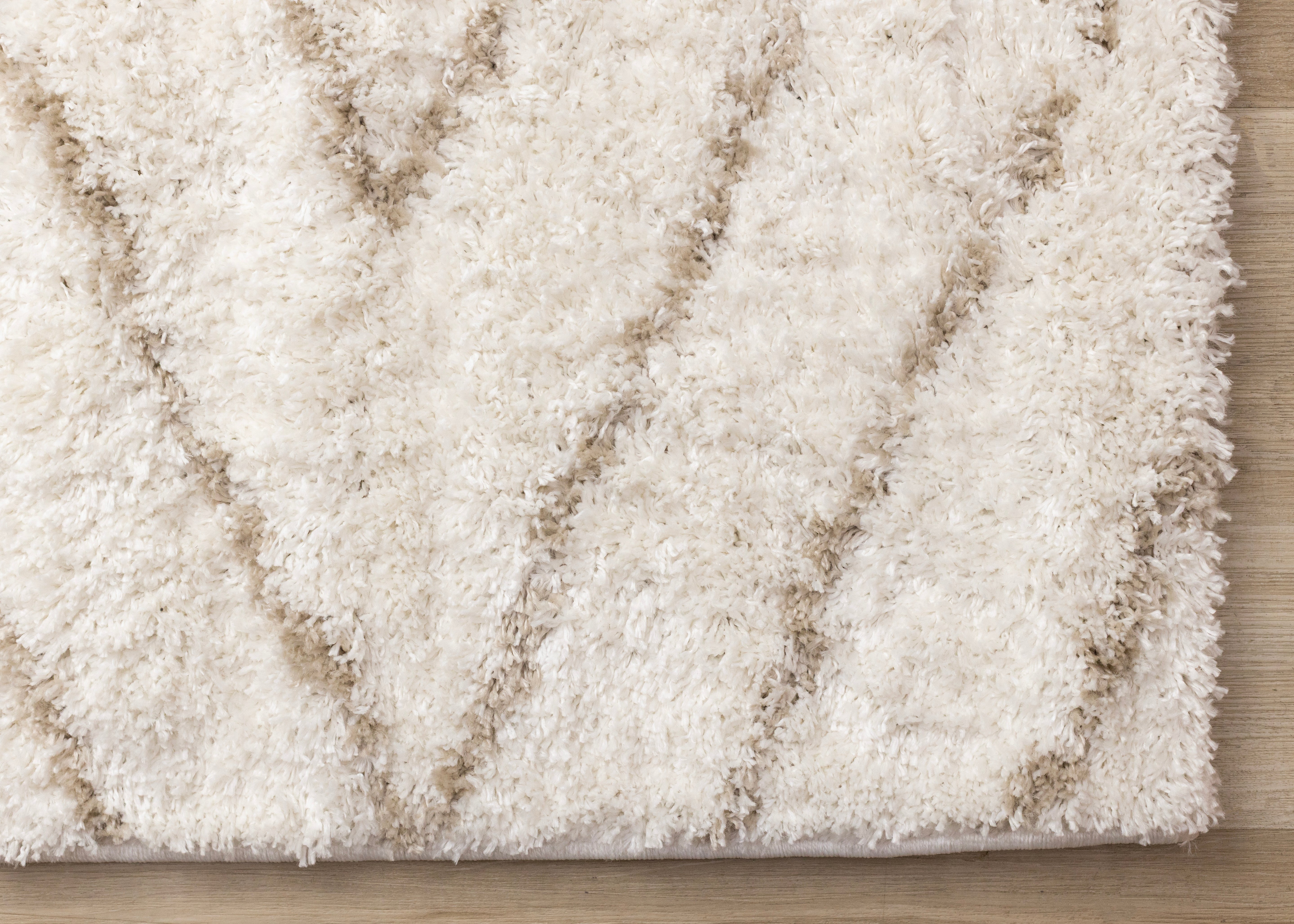 Pascal Cream Beige Geometric Shag Rug