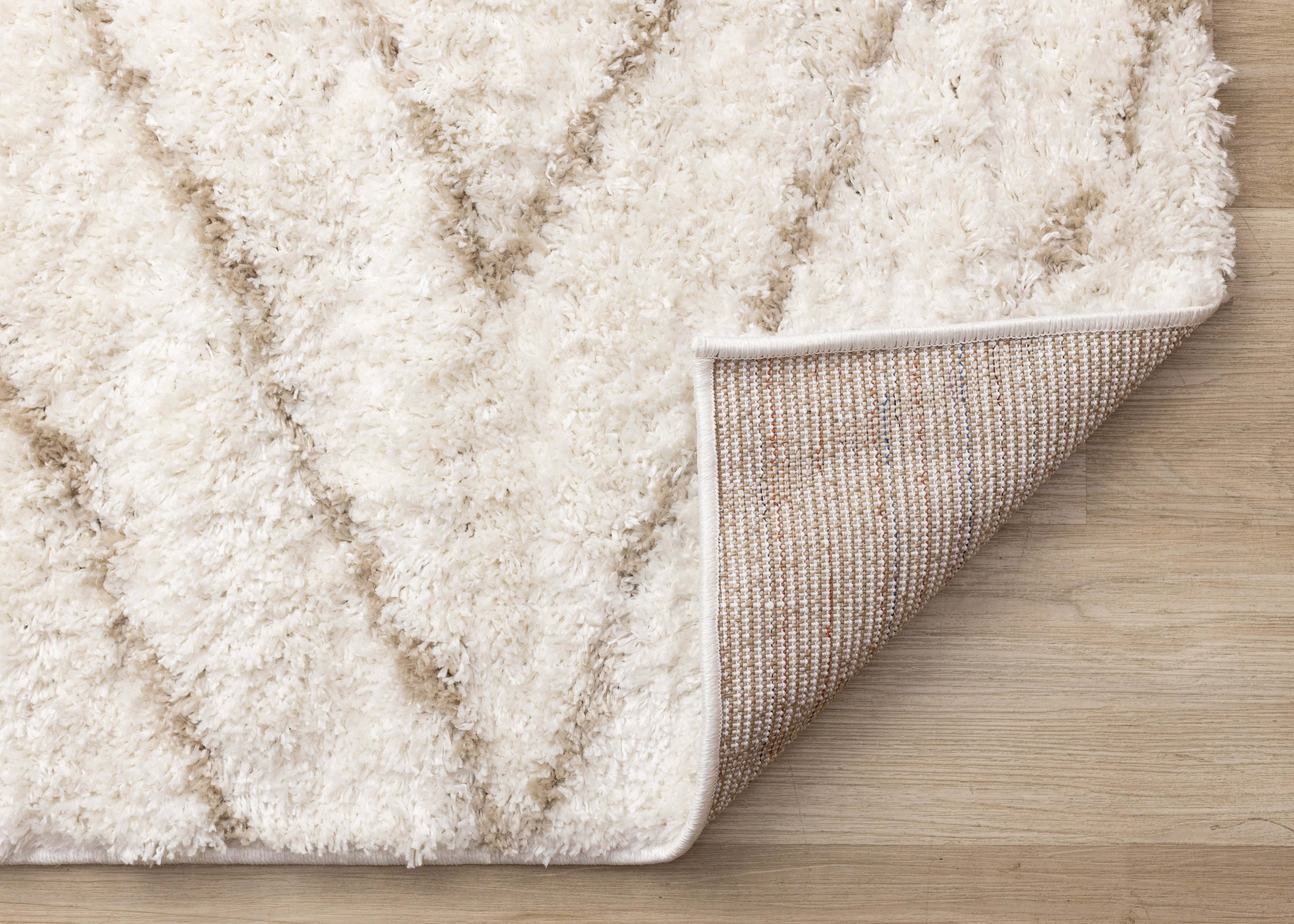 Pascal Cream Beige Geometric Shag Rug