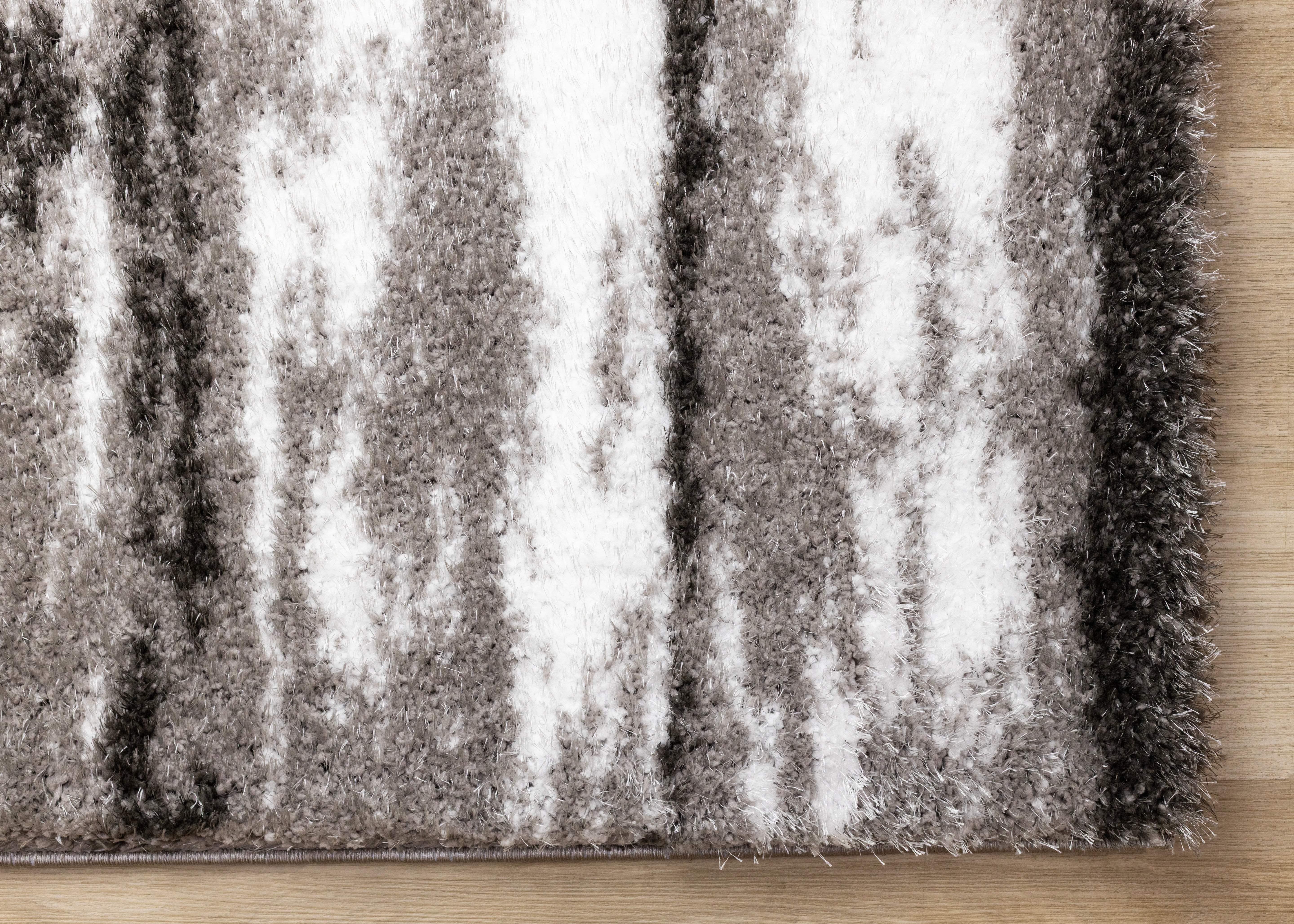 Posh Black White Grey Distressed Rug