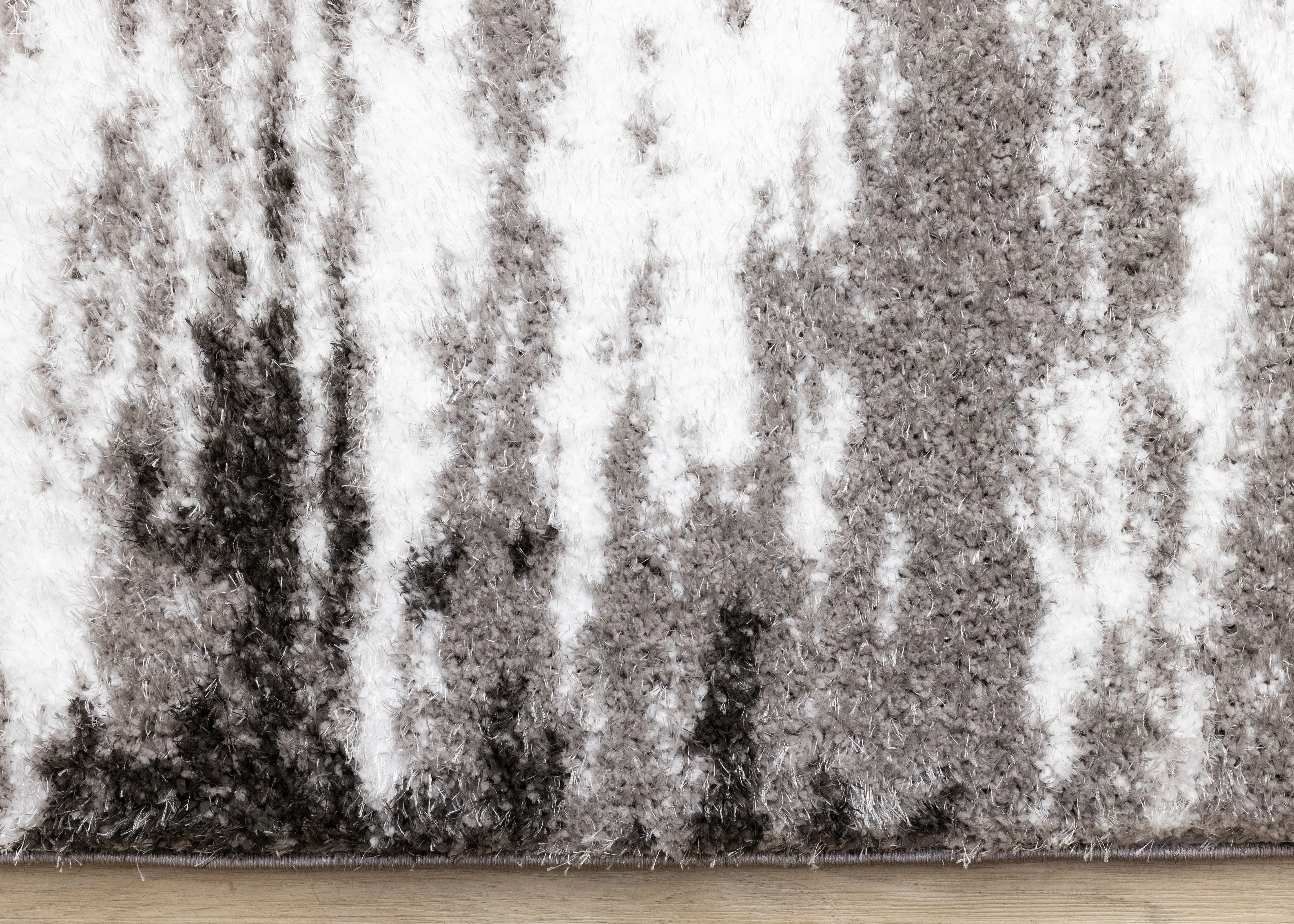 Posh Black White Grey Distressed Rug