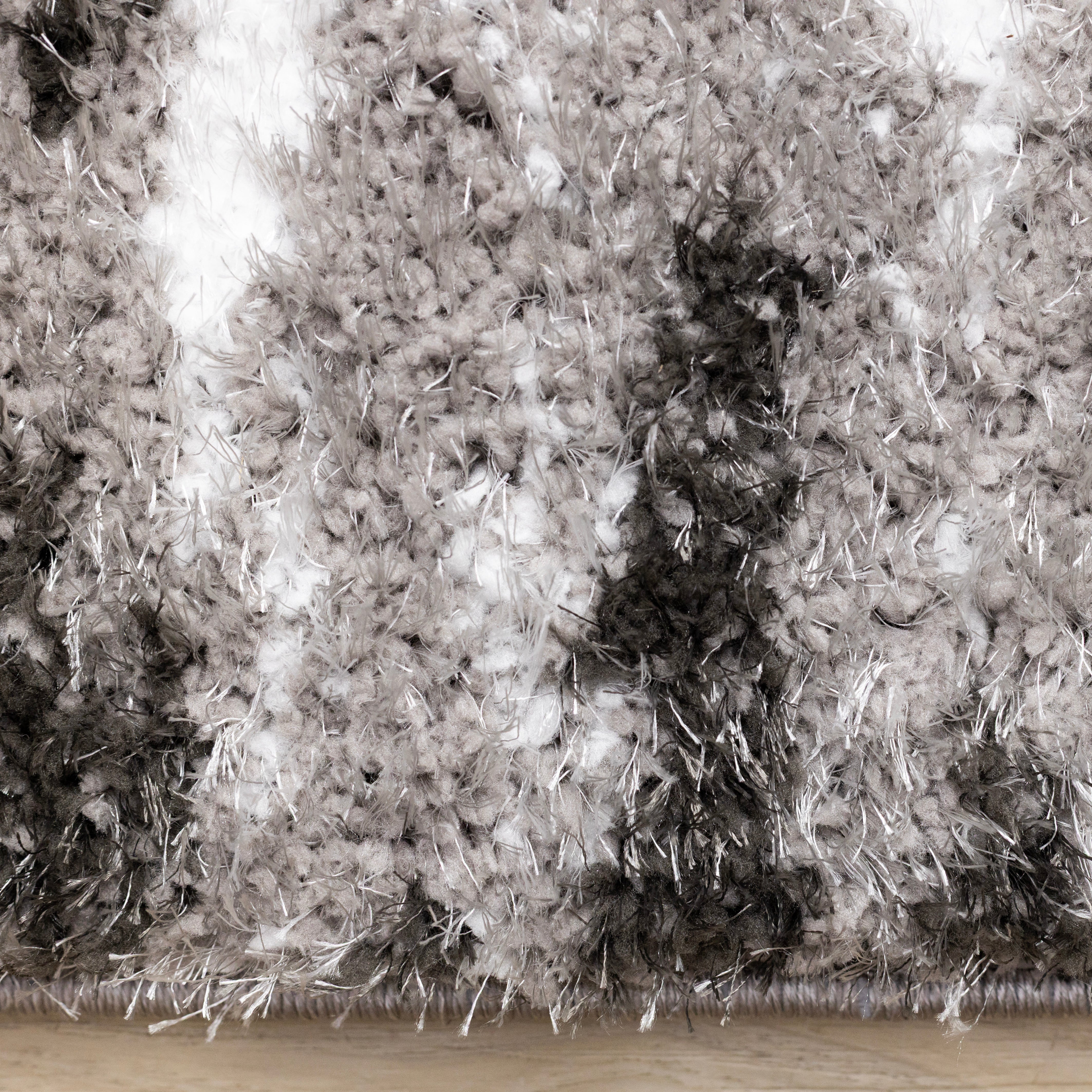Posh Black White Grey Distressed Rug