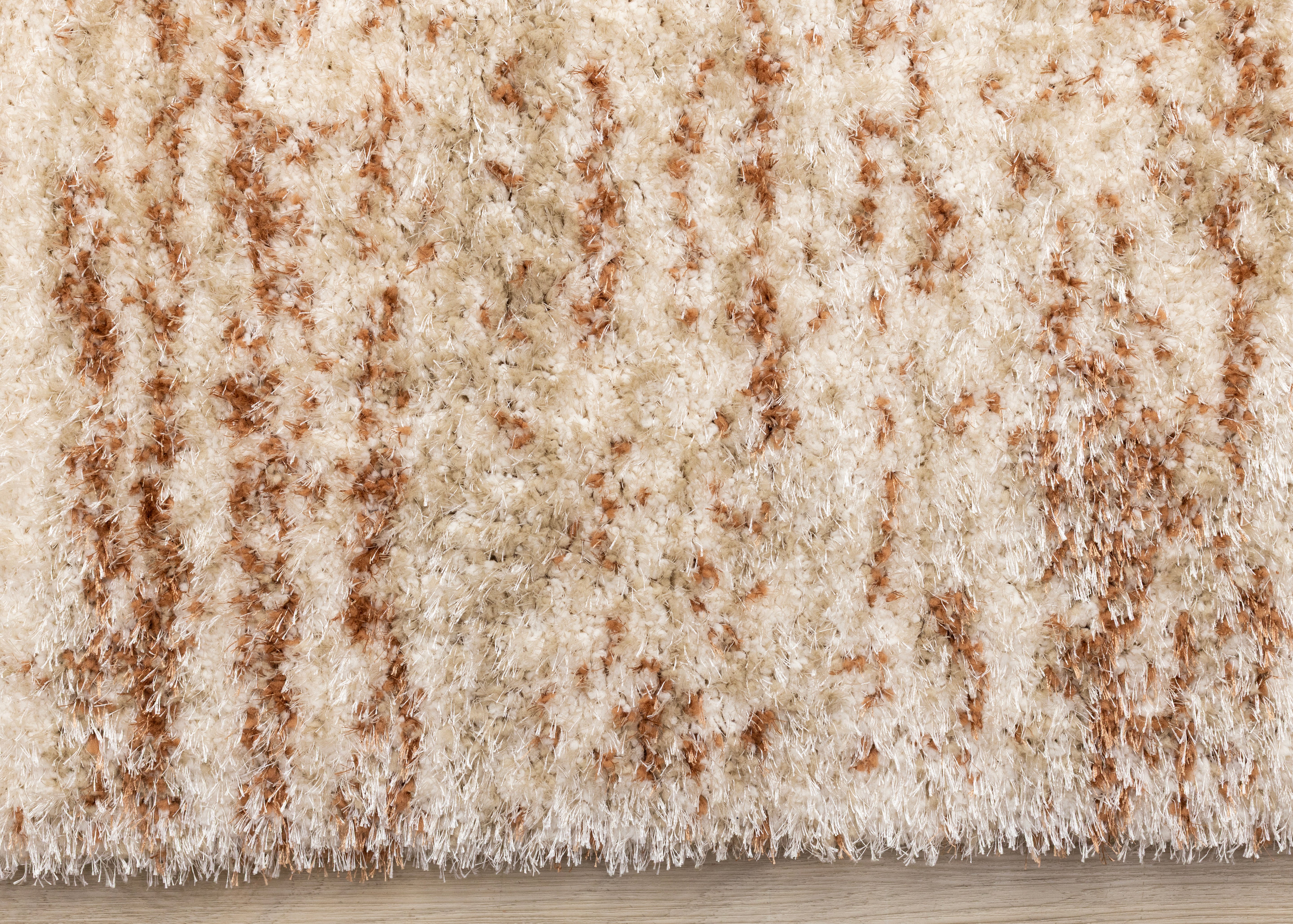 Posh Orange Cream Taupe Distressed Striped Rug