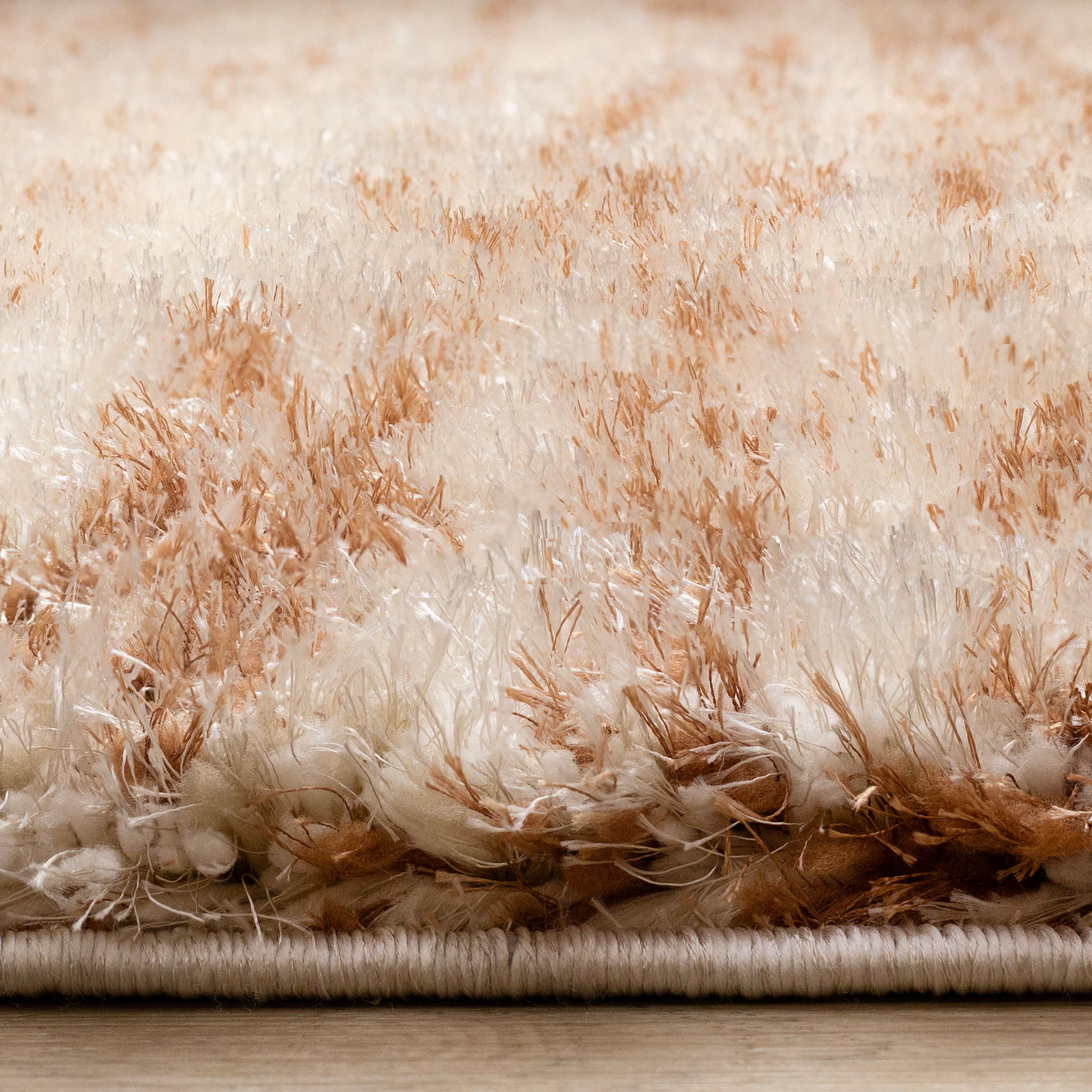 Posh Orange Cream Taupe Distressed Striped Rug