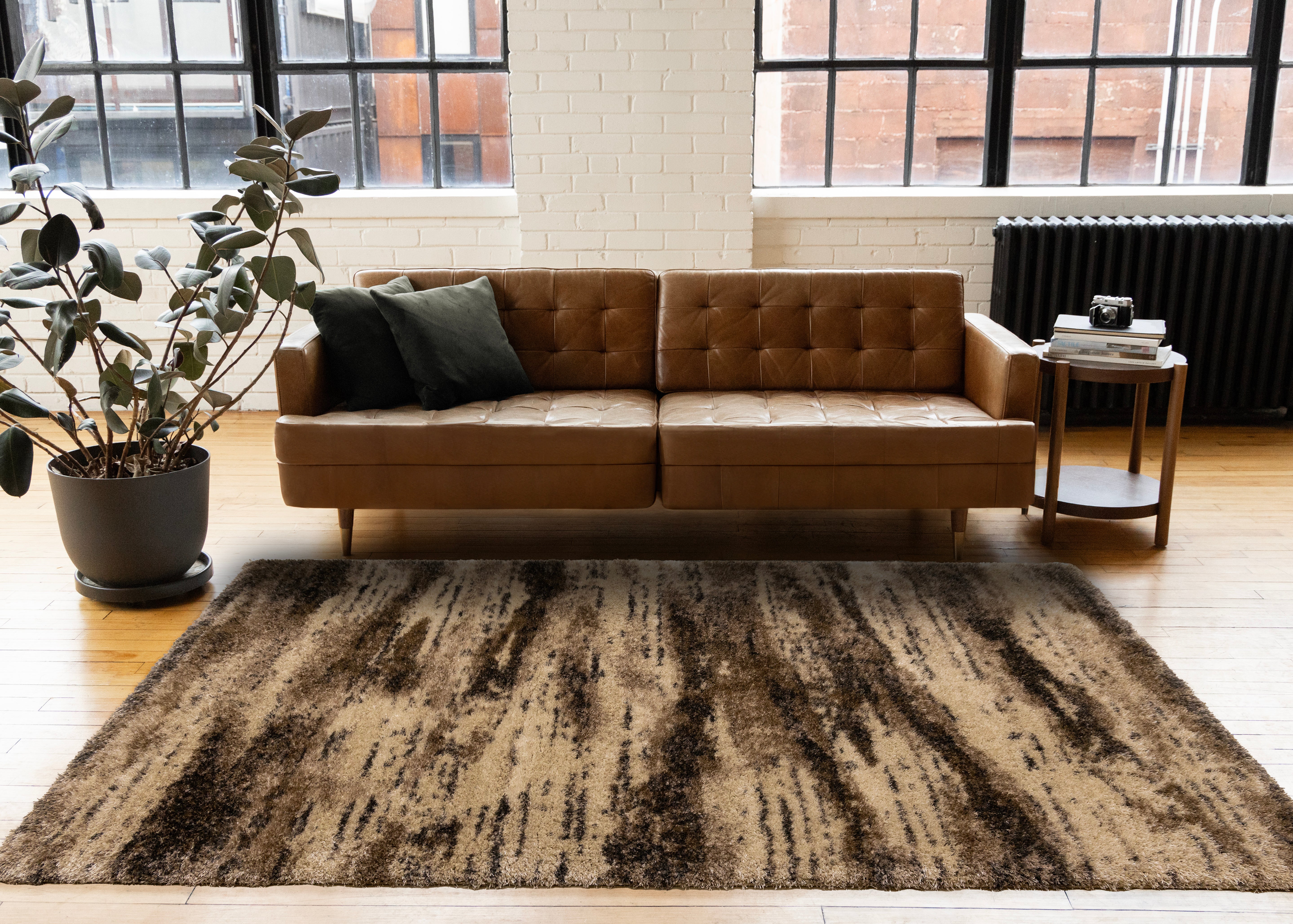 Posh Brown Black Beige Organic Distressed Rug