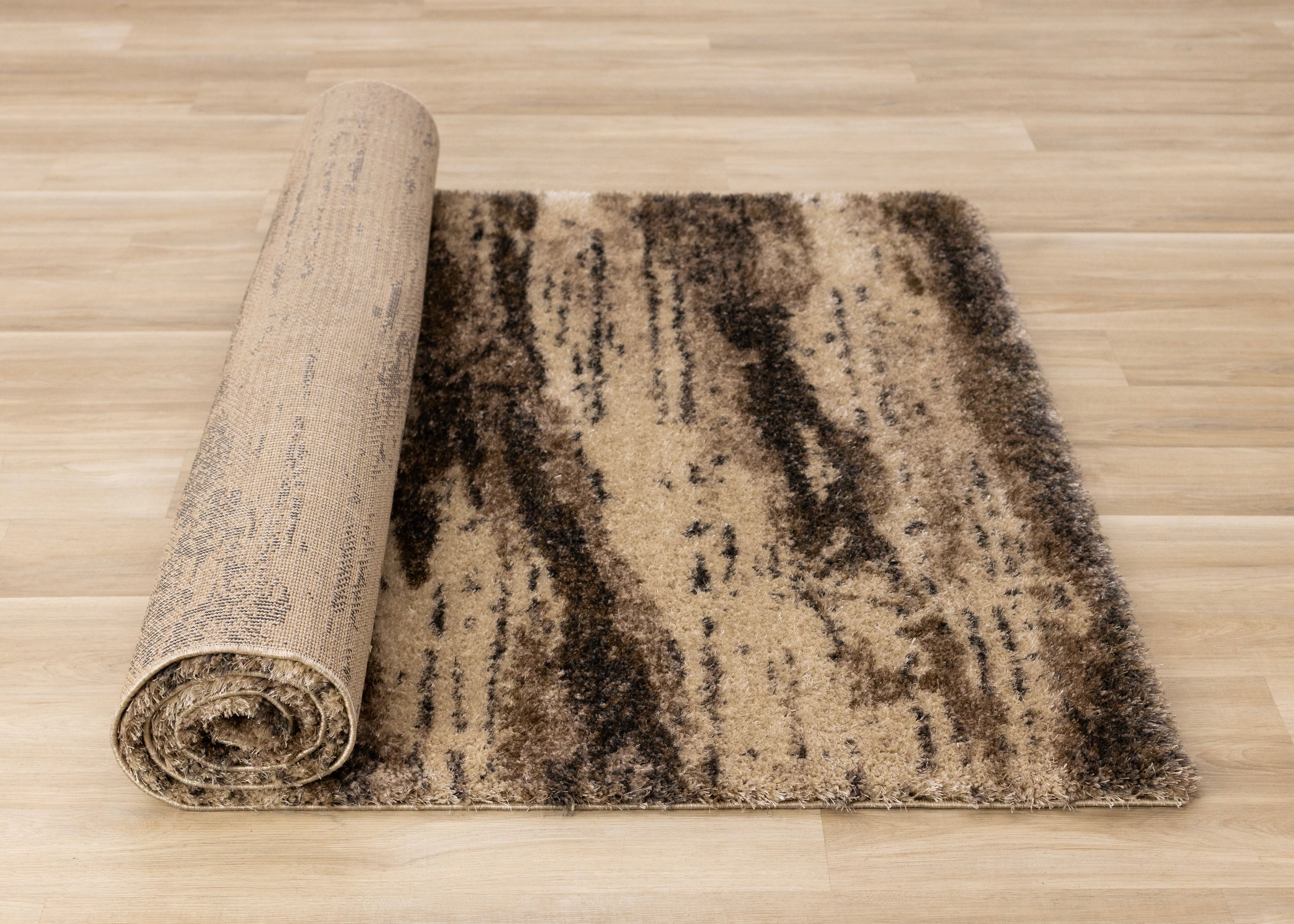 Posh Brown Black Beige Organic Distressed Rug