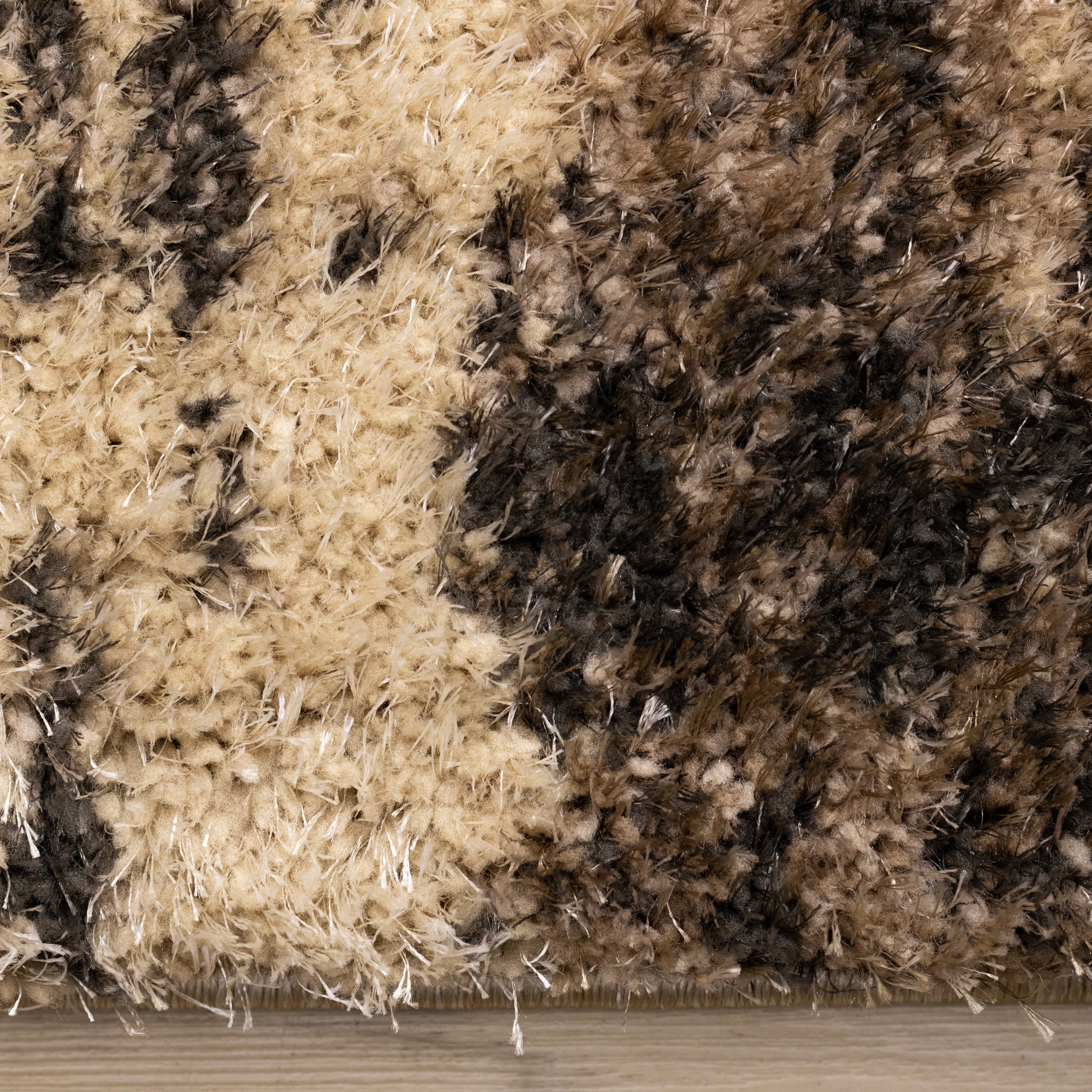 Posh Brown Black Beige Organic Distressed Rug