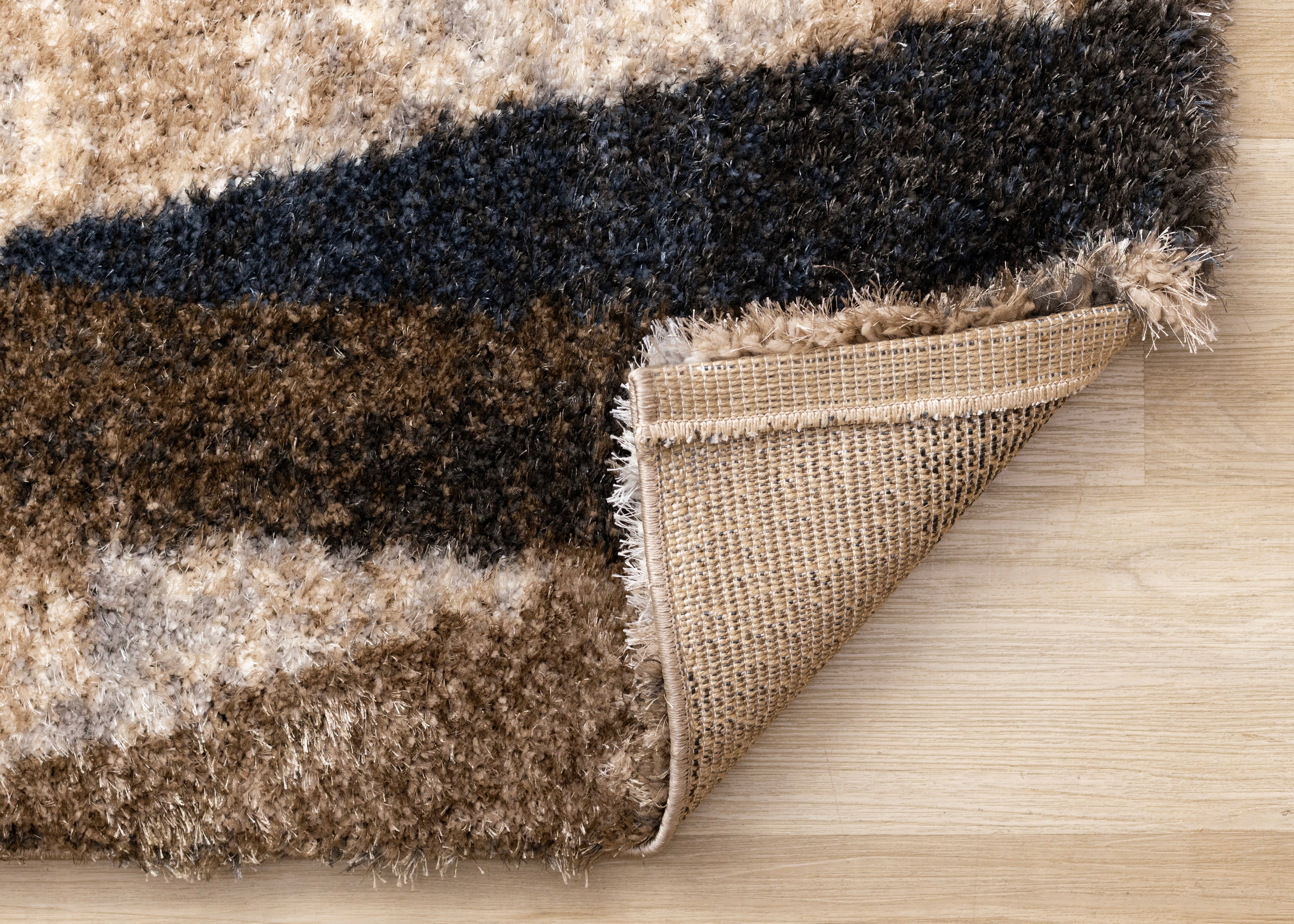 Posh Blue Orange Green Brown Brush Strokes Design Rug