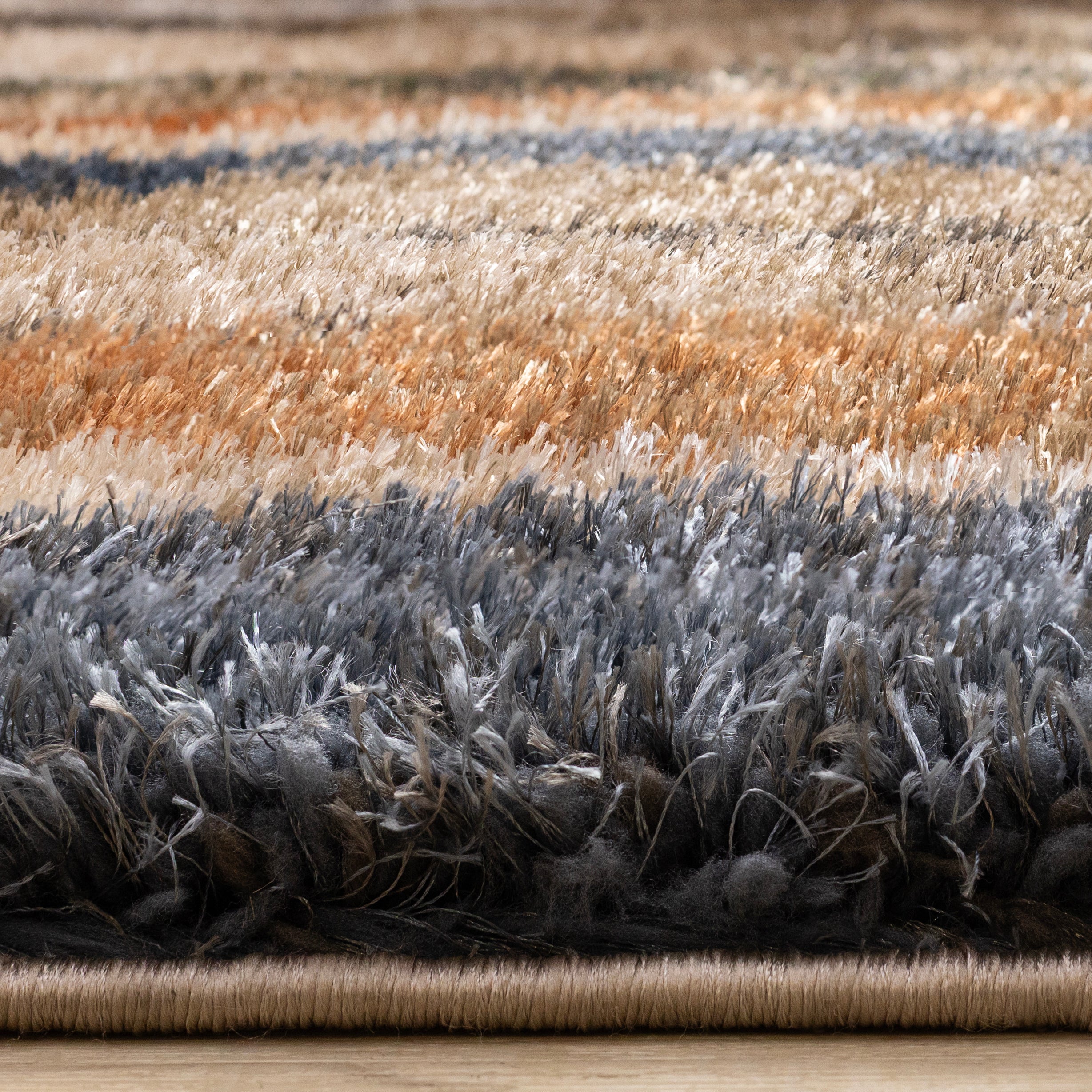 Posh Blue Orange Green Brown Brush Strokes Design Rug