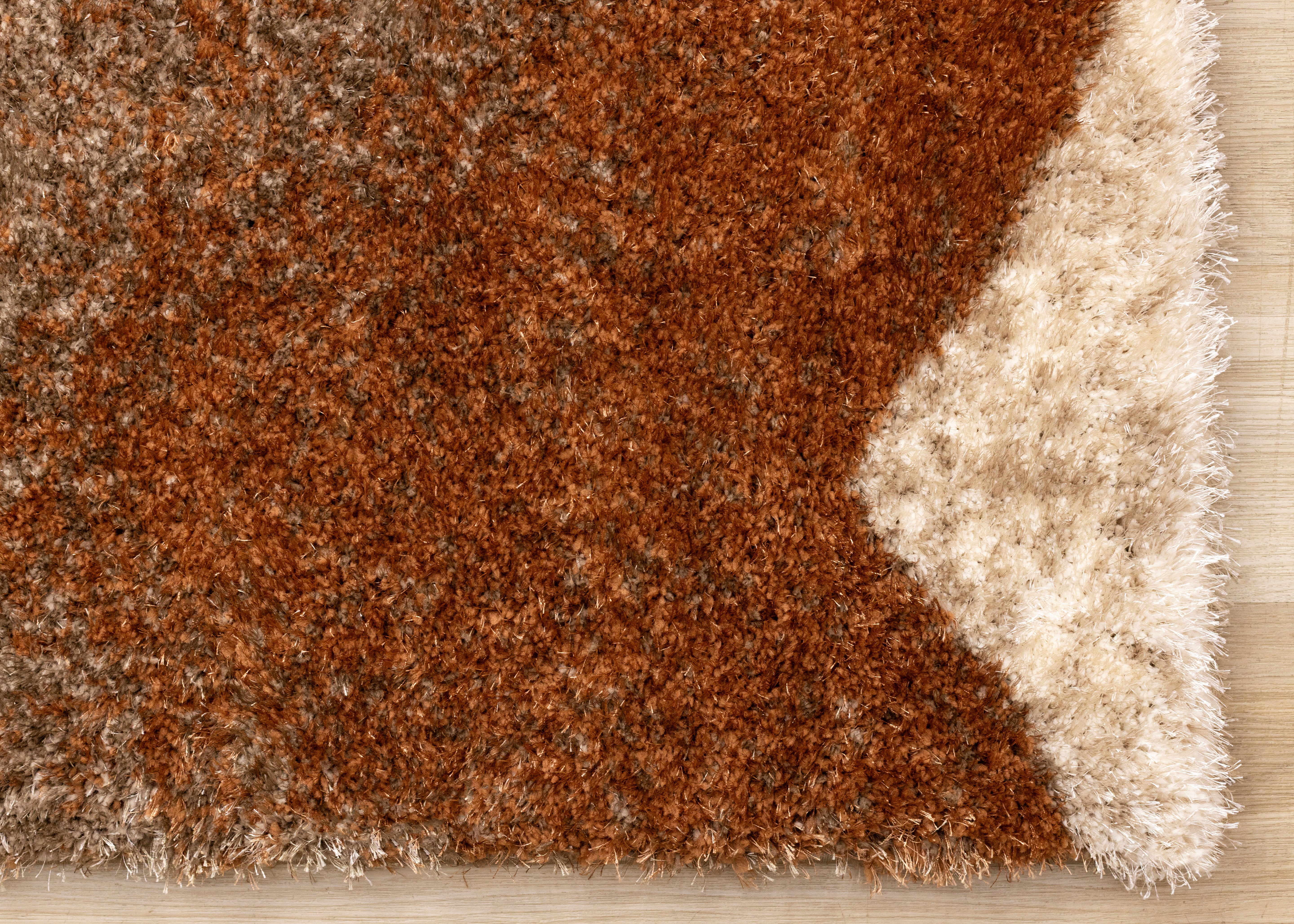 Posh Orange Taupe Cream Sandbanks Design Rug