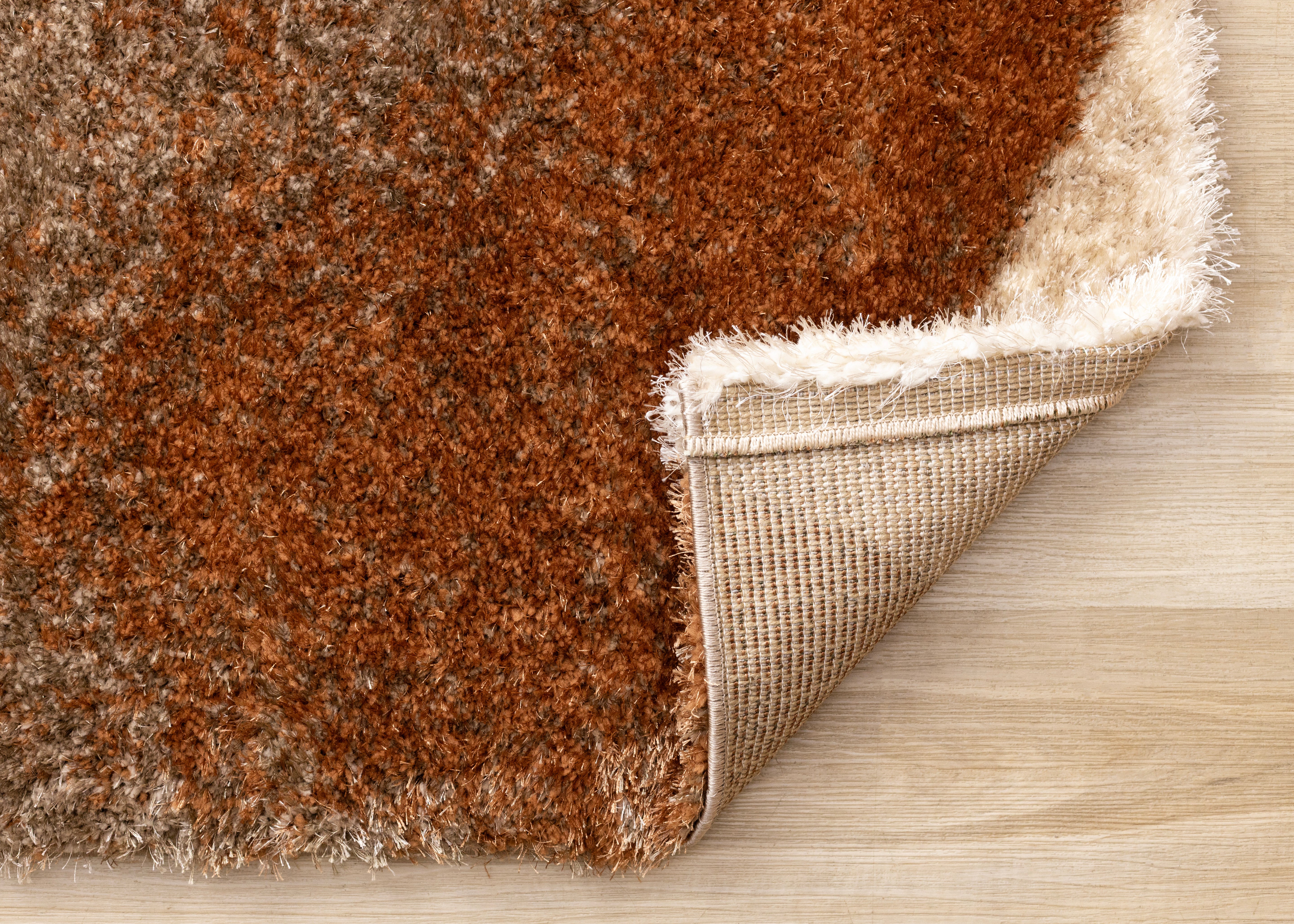 Posh Orange Taupe Cream Sandbanks Design Rug
