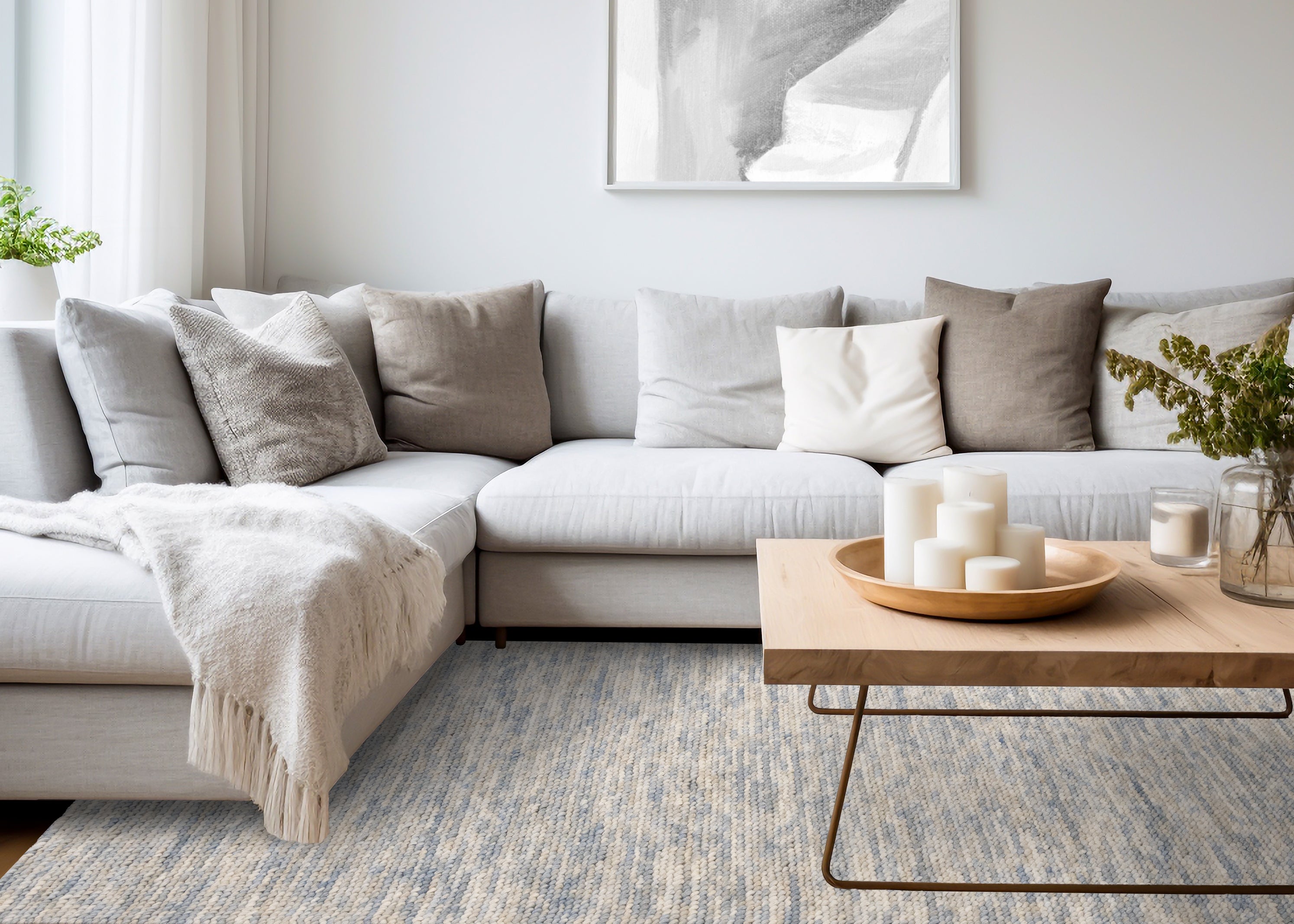 Ripple Blue Beige White Organic Design Rug