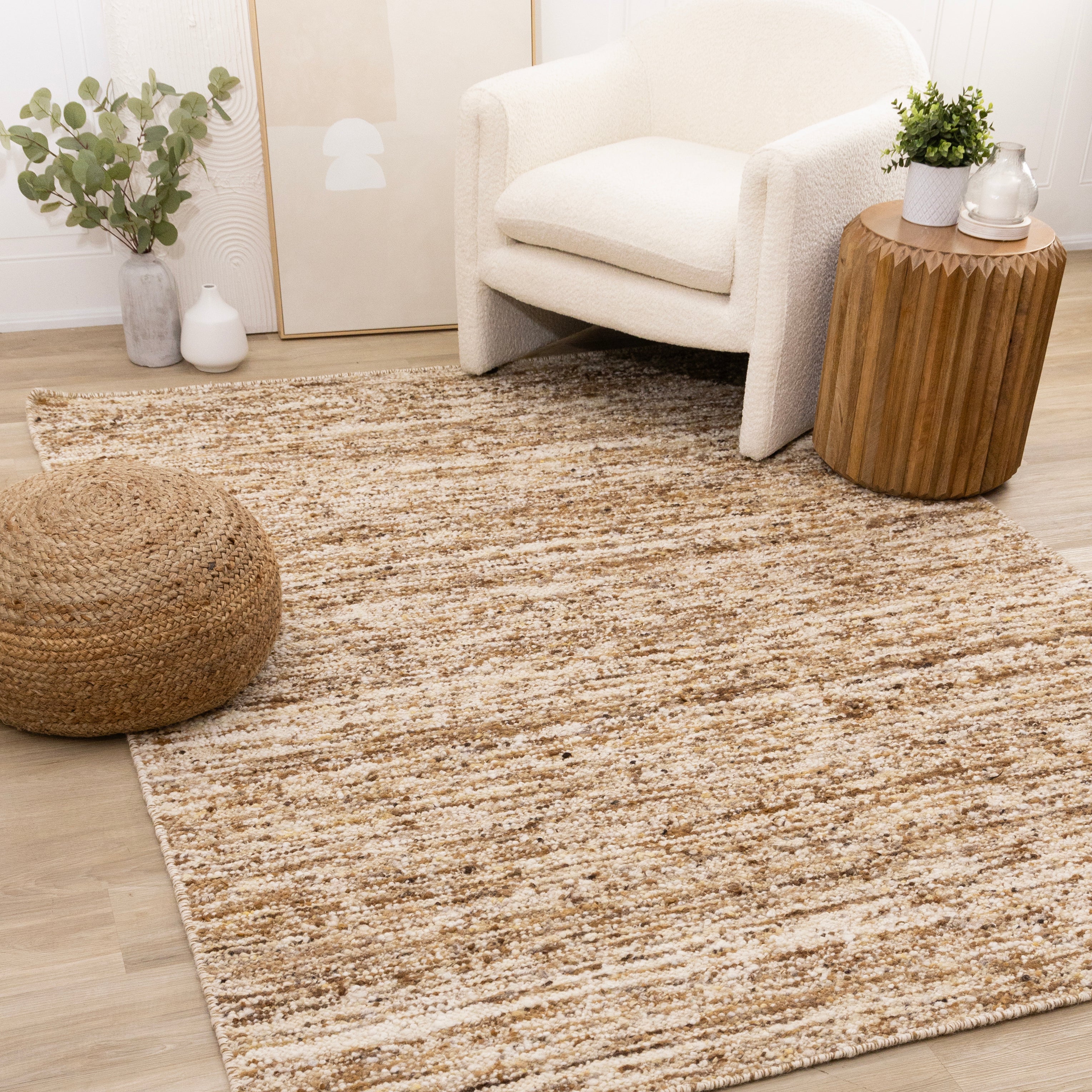Ripple Brown Beige White Distressed Rug