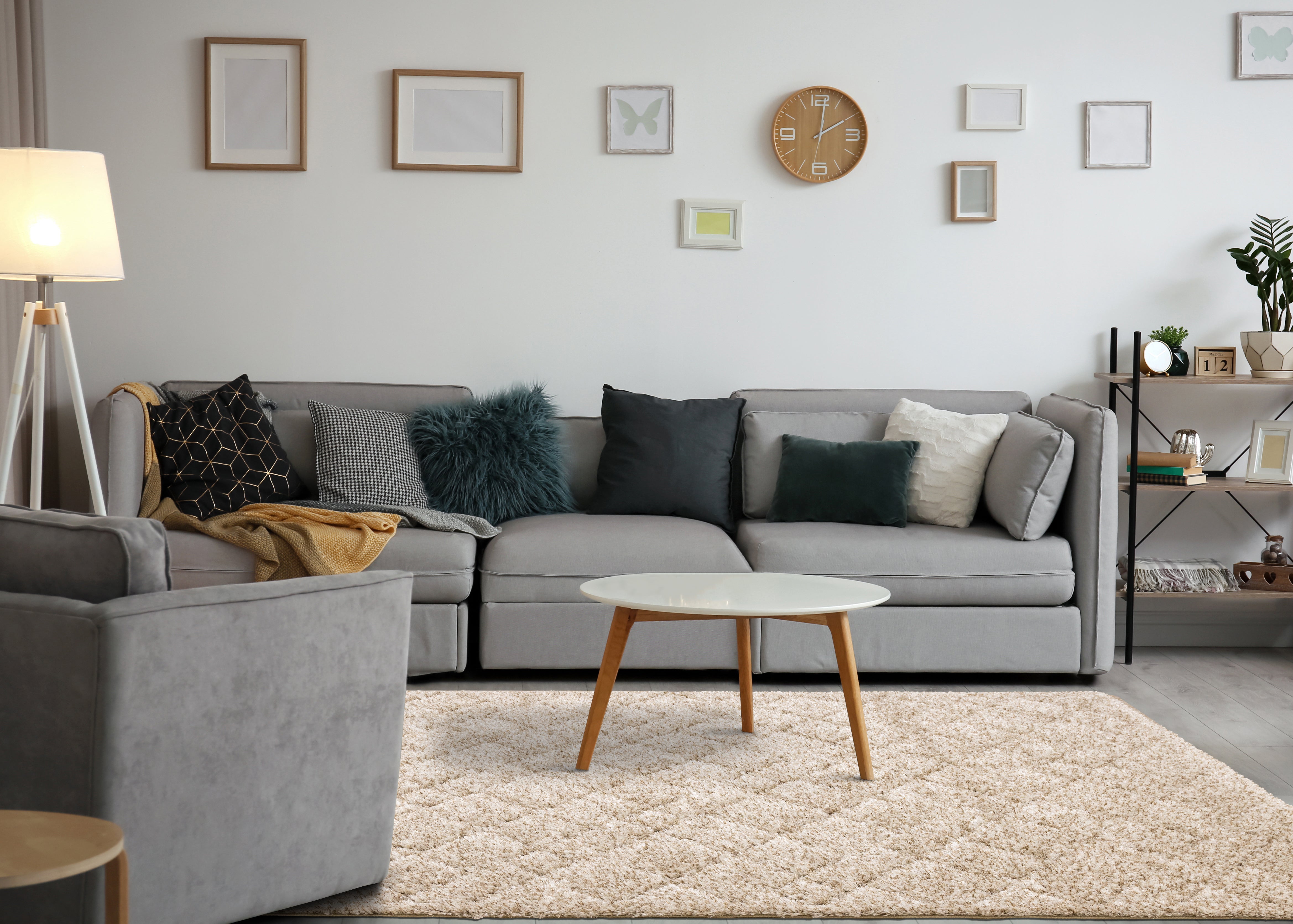 Roman Beige Soft Touch Rhombus Pattern Rug
