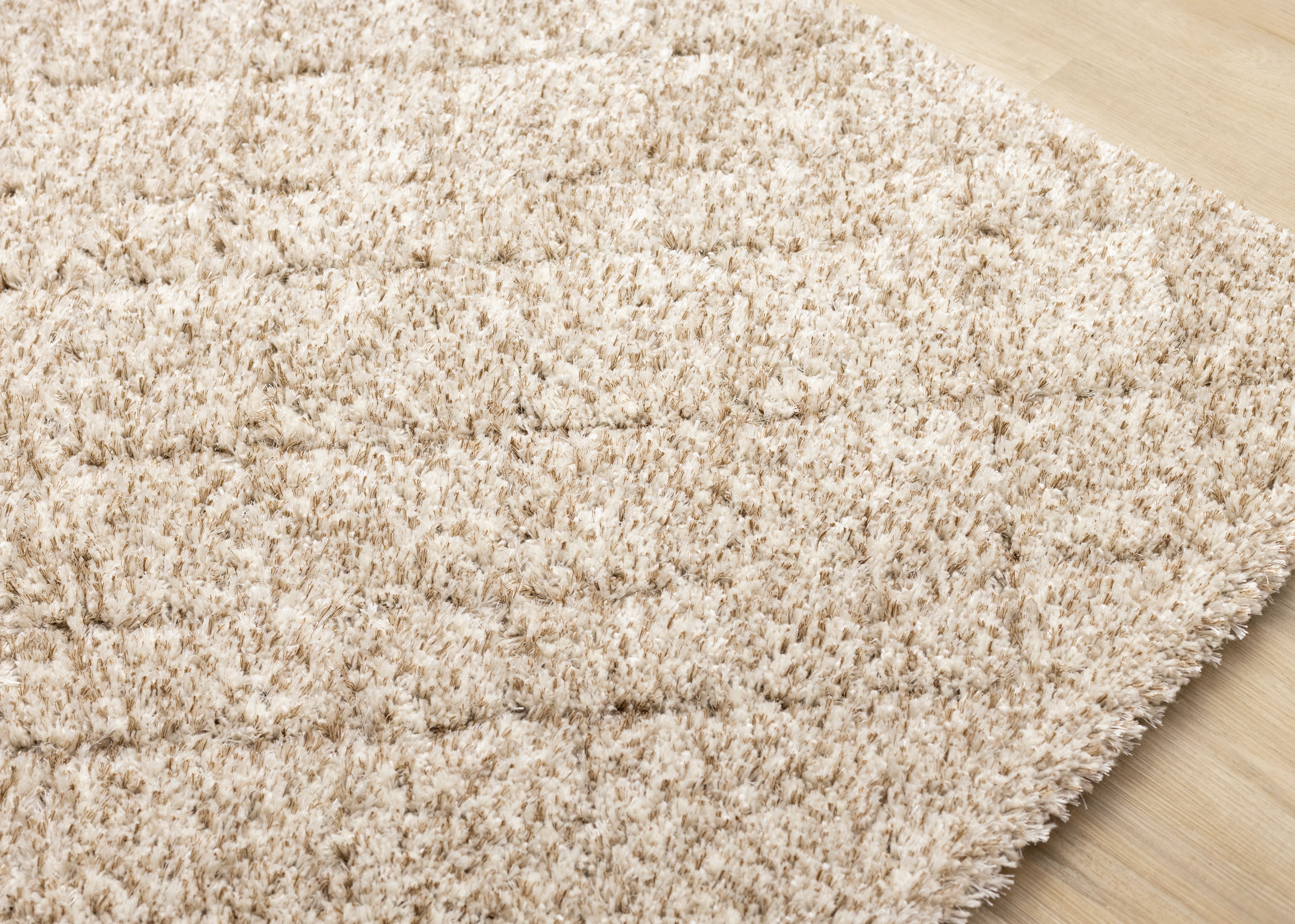 Roman Beige Soft Touch Rhombus Pattern Rug