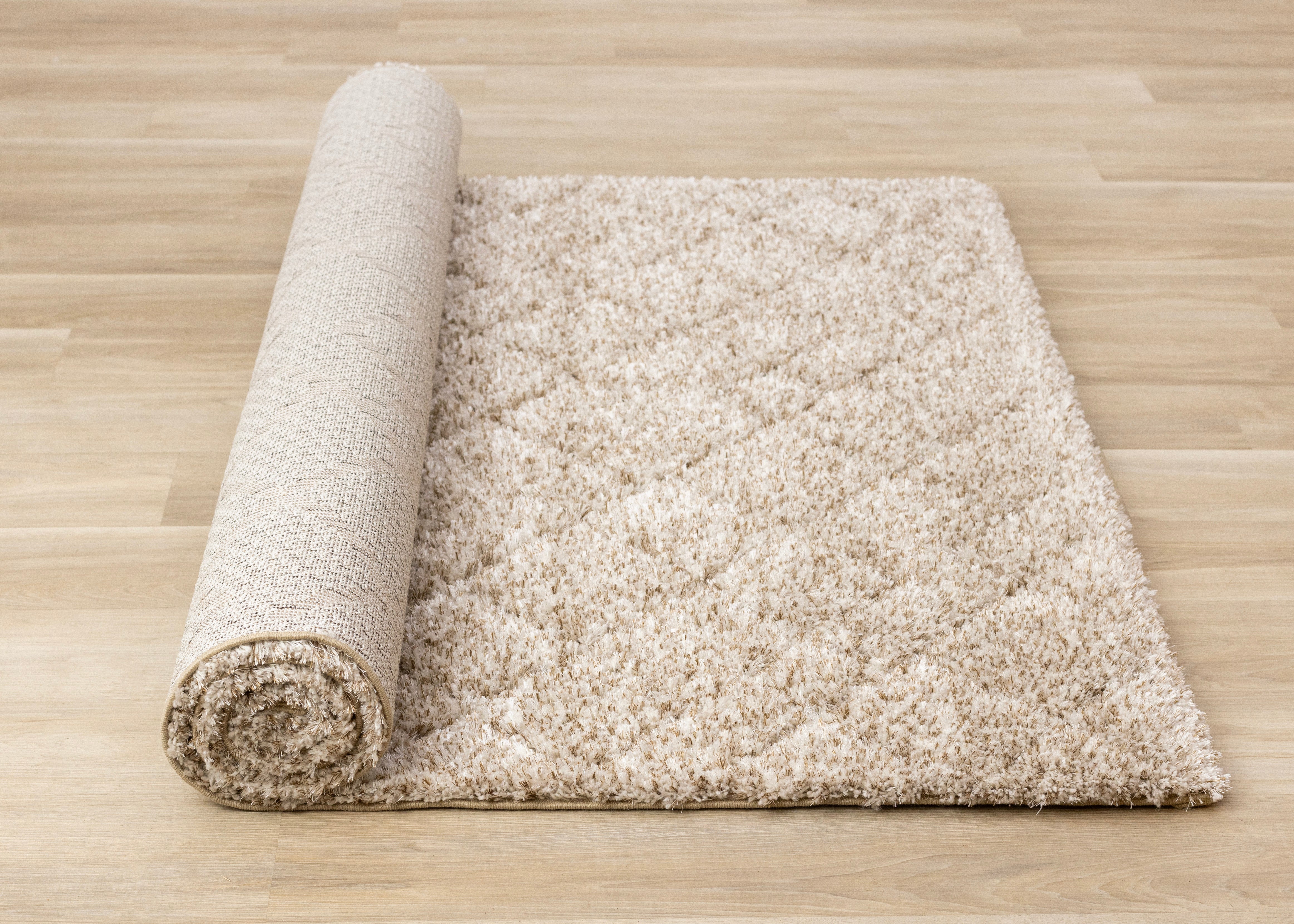 Roman Beige Soft Touch Rhombus Pattern Rug