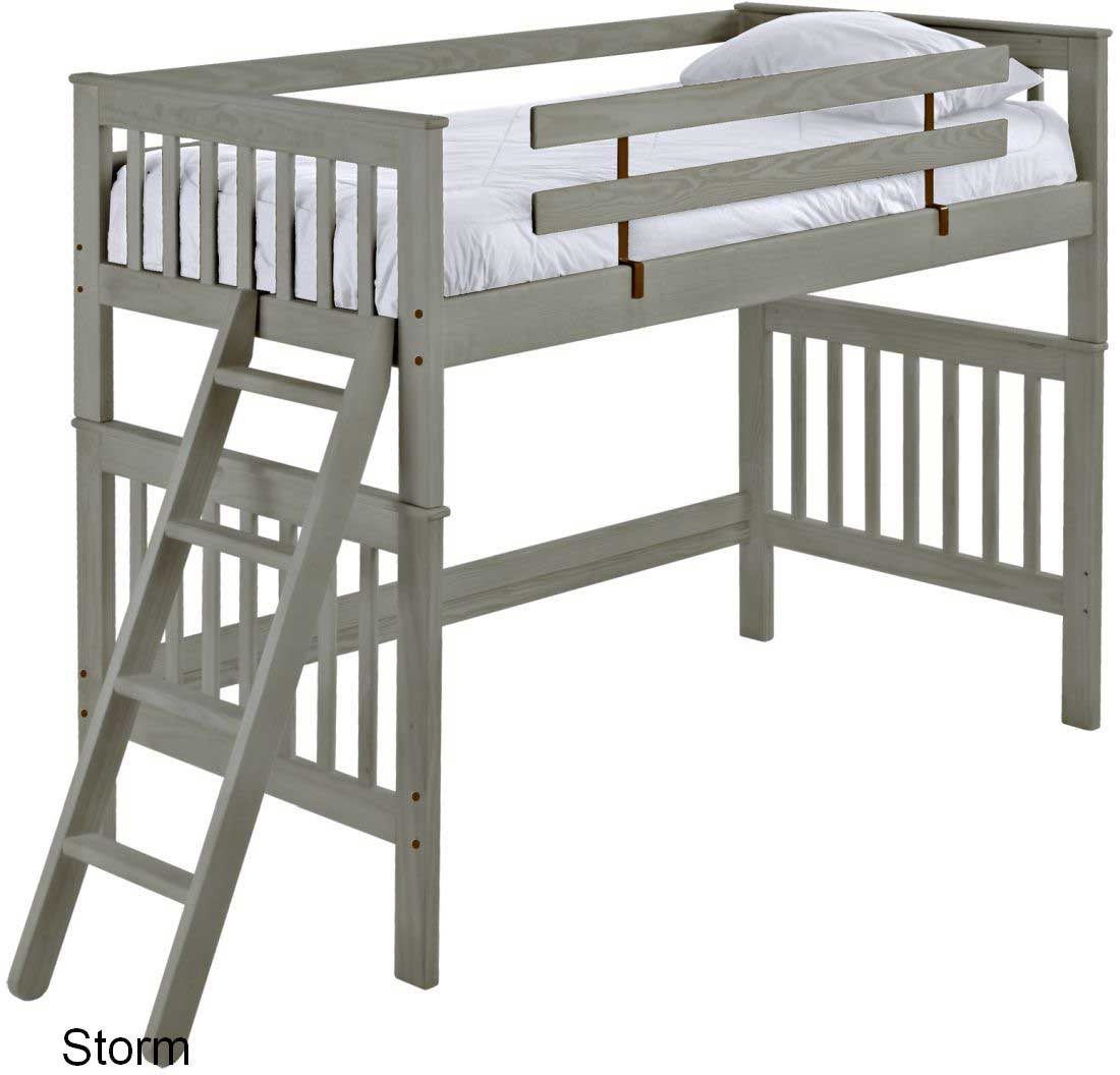 Mission Loft Bed with Ladder and Guardrails, Twin, By Crate Designs. 4705A