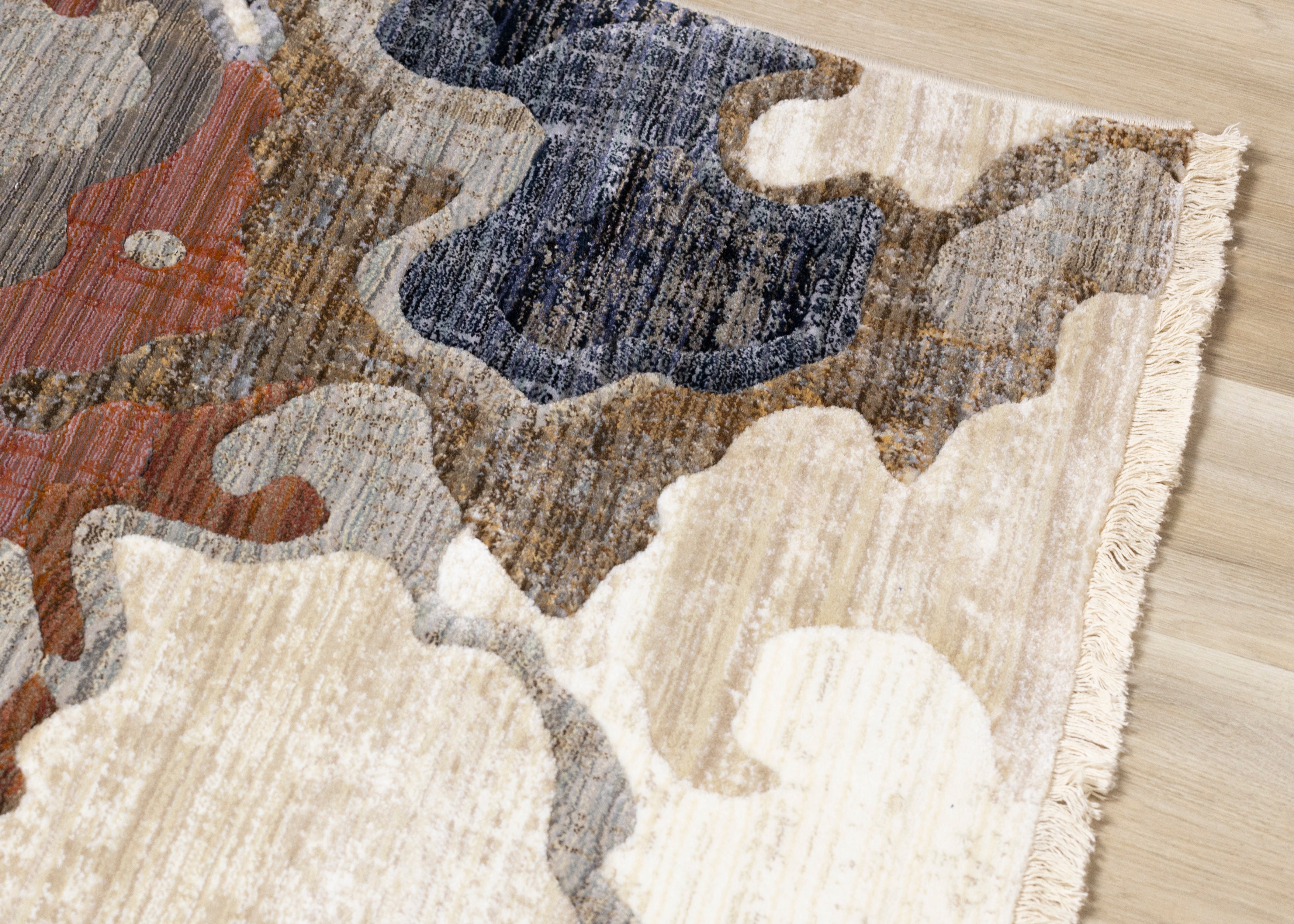 Samira Beige Brown Blue Acrylic Pour Rug