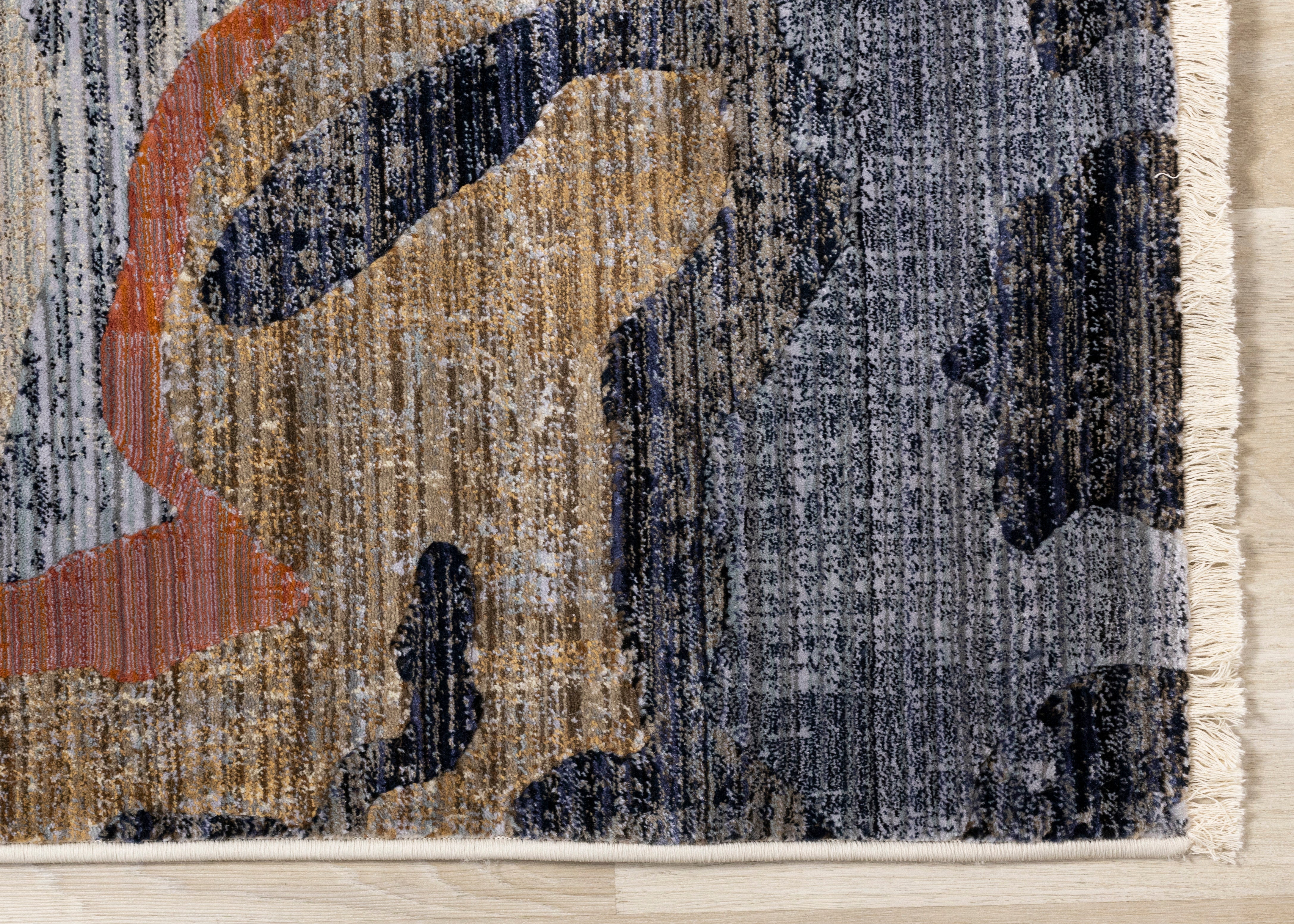 Samira Beige Brown Blue Acrylic Pour Rug