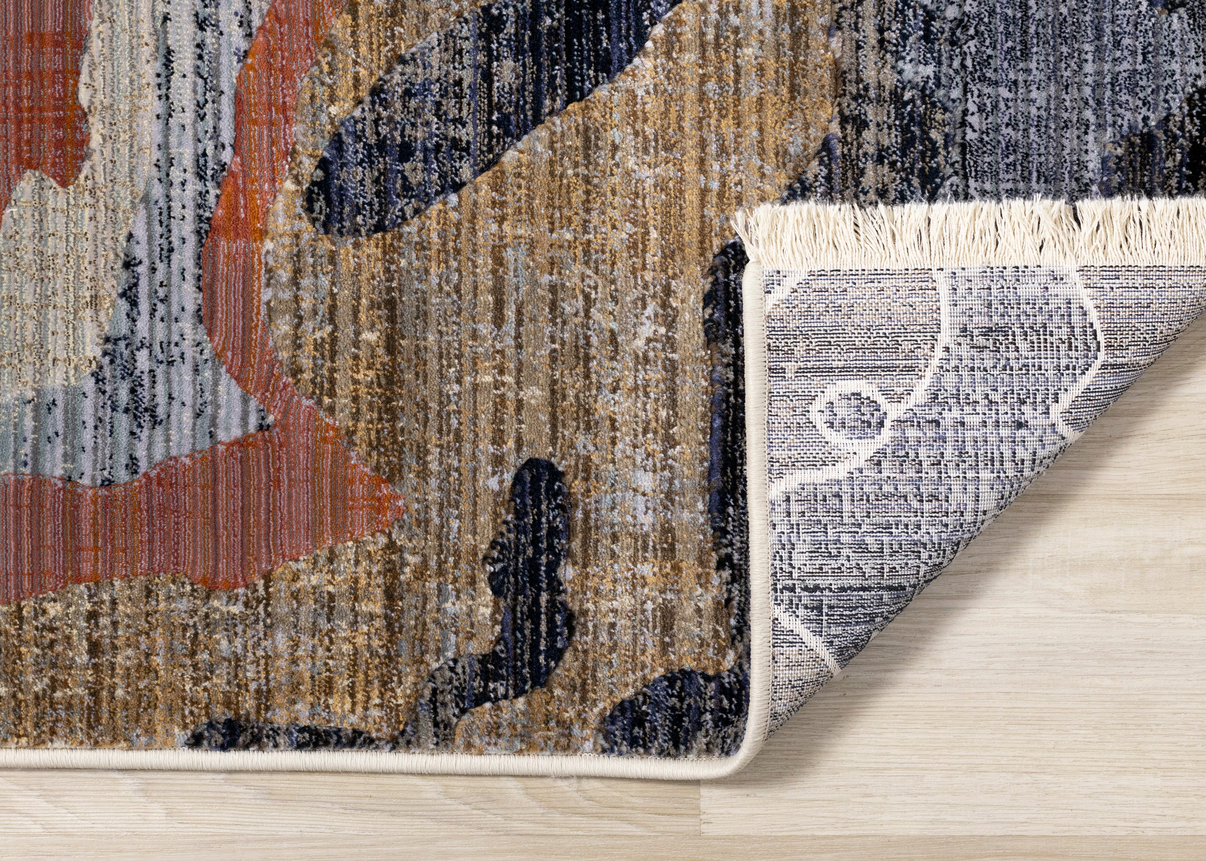 Samira Beige Brown Blue Acrylic Pour Rug