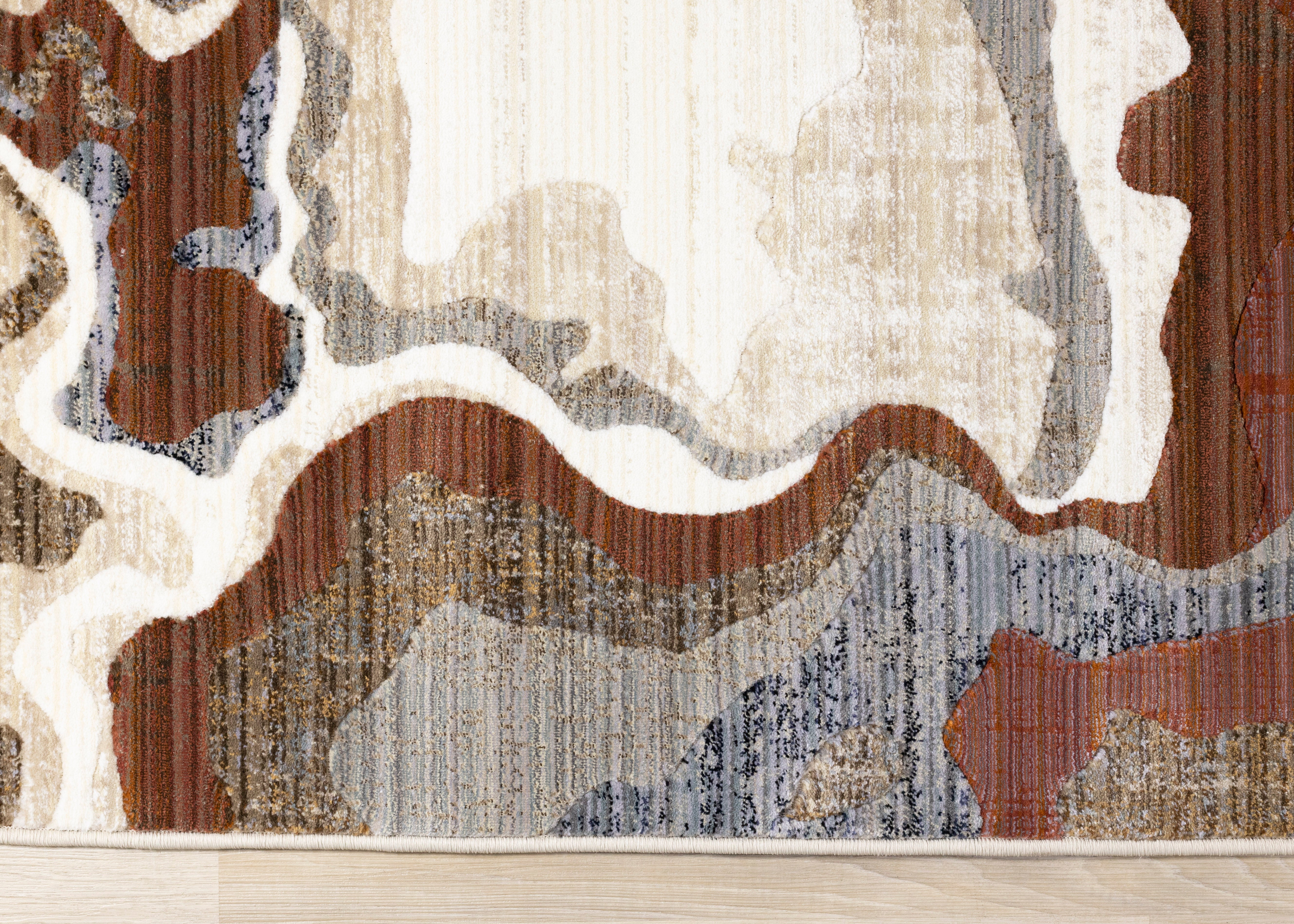 Samira Beige Brown Blue Acrylic Pour Rug