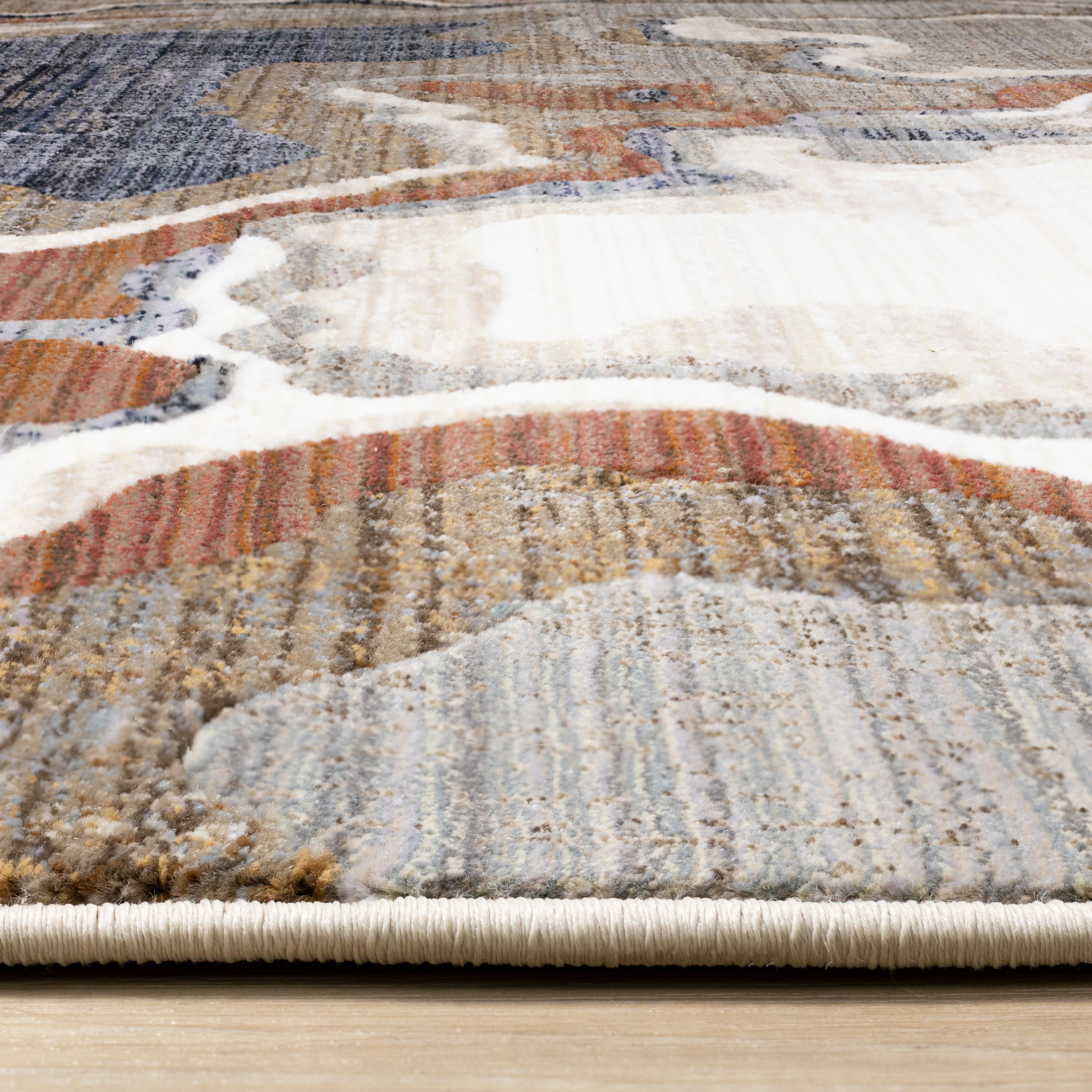 Samira Beige Brown Blue Acrylic Pour Rug