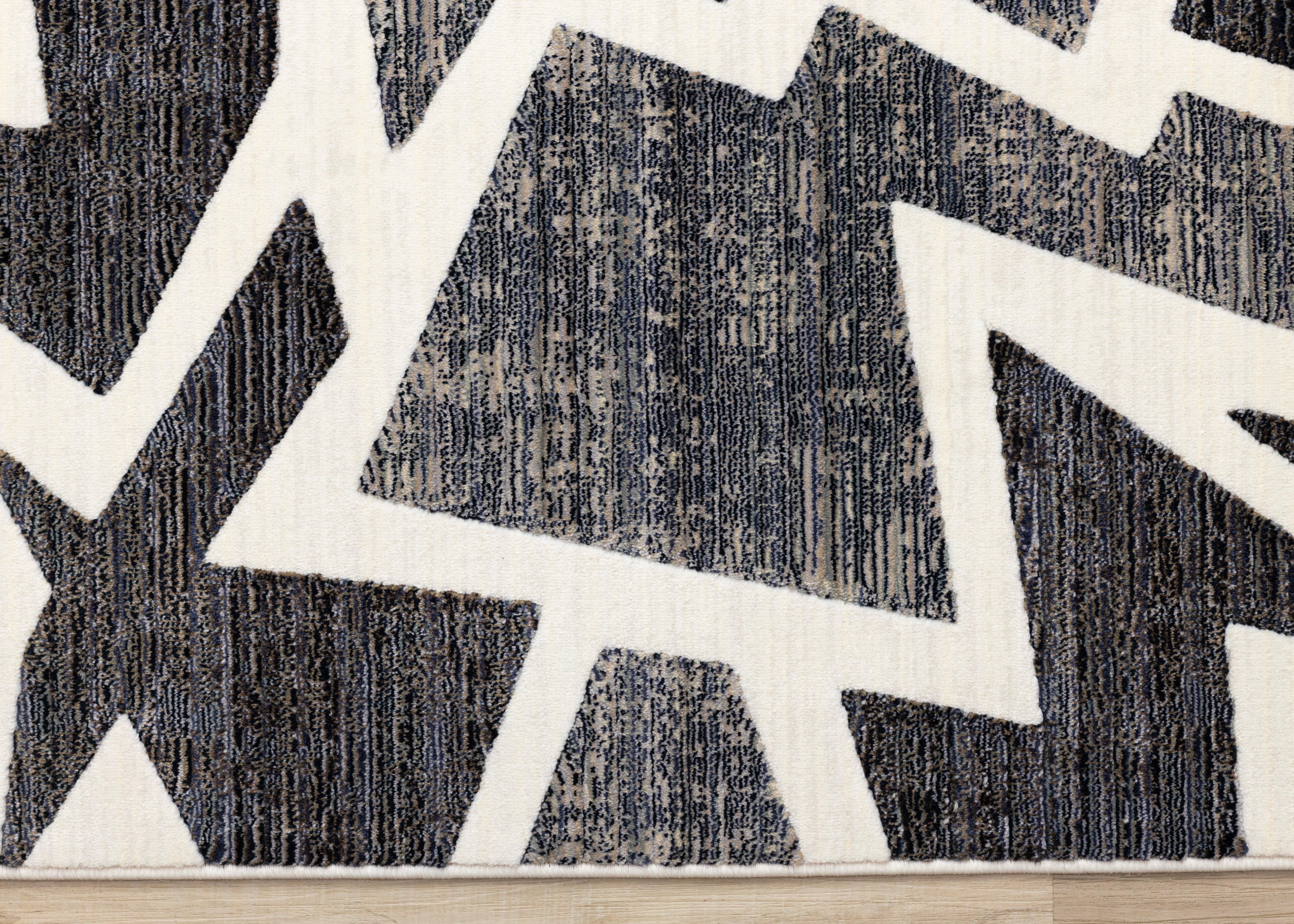 Samira Cream Blue Red Shattered Glass Design Rug