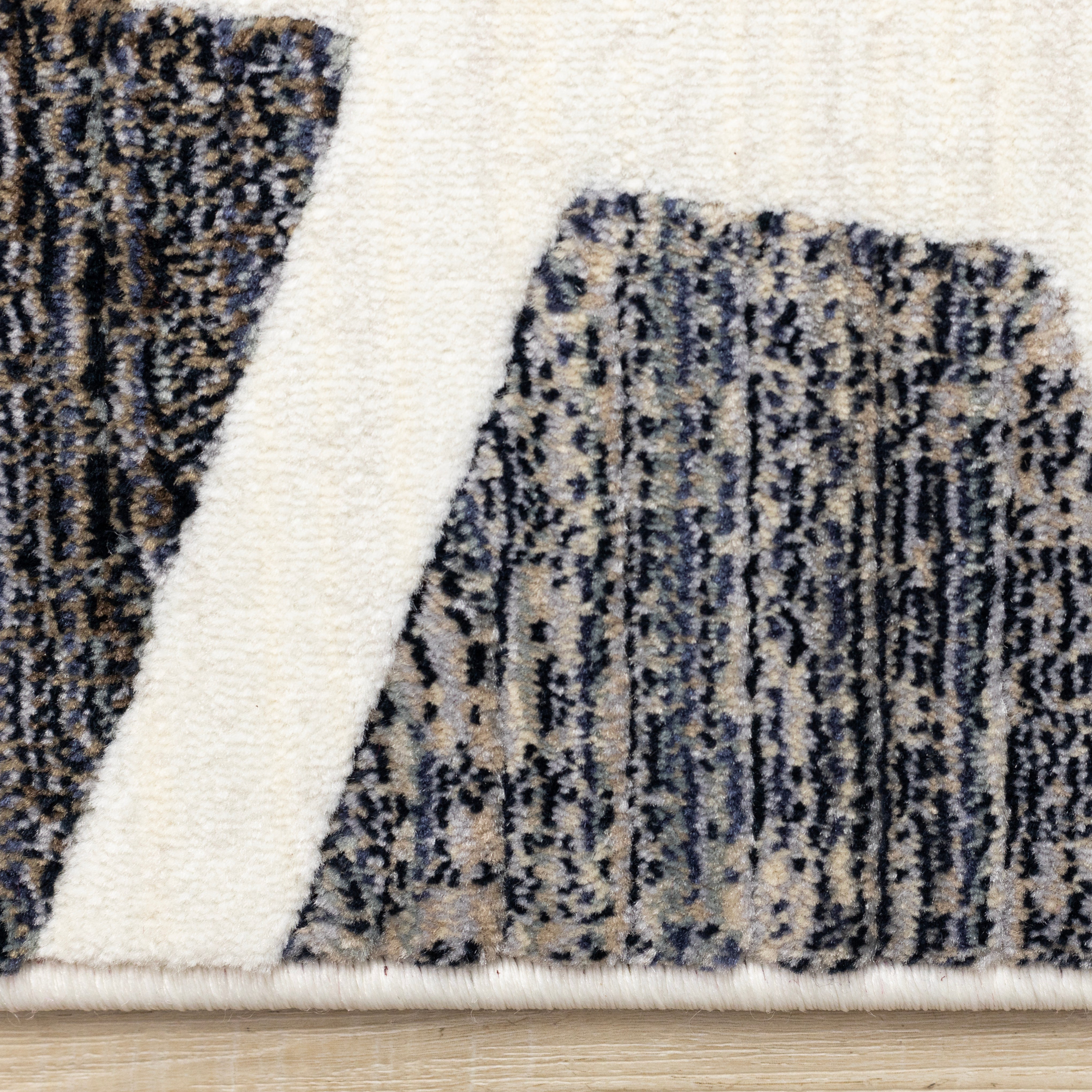 Samira Cream Blue Red Shattered Glass Design Rug