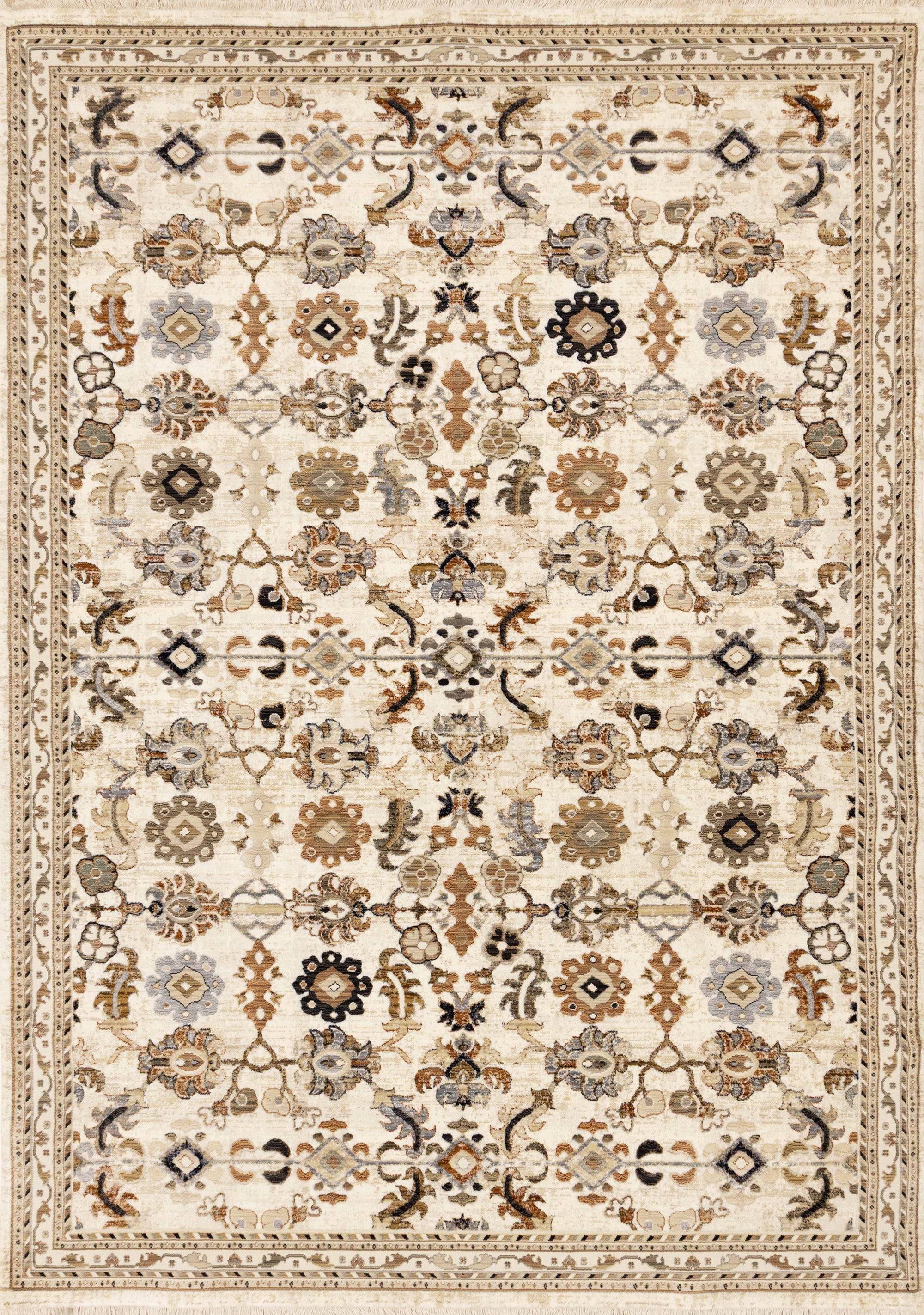 Samira Beige Orange Black Cream Classic Traditional Rug