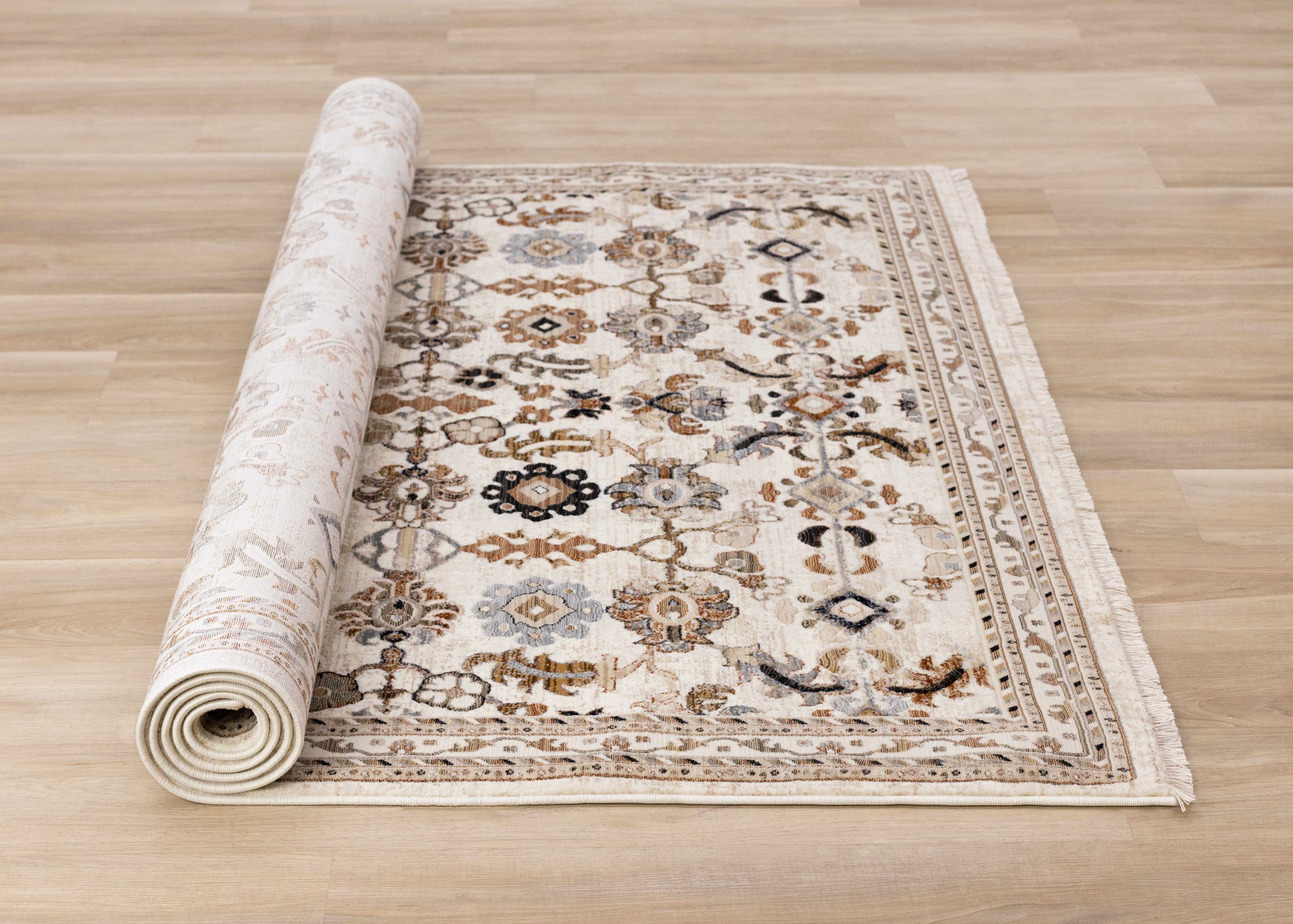 Samira Beige Orange Black Cream Classic Traditional Rug