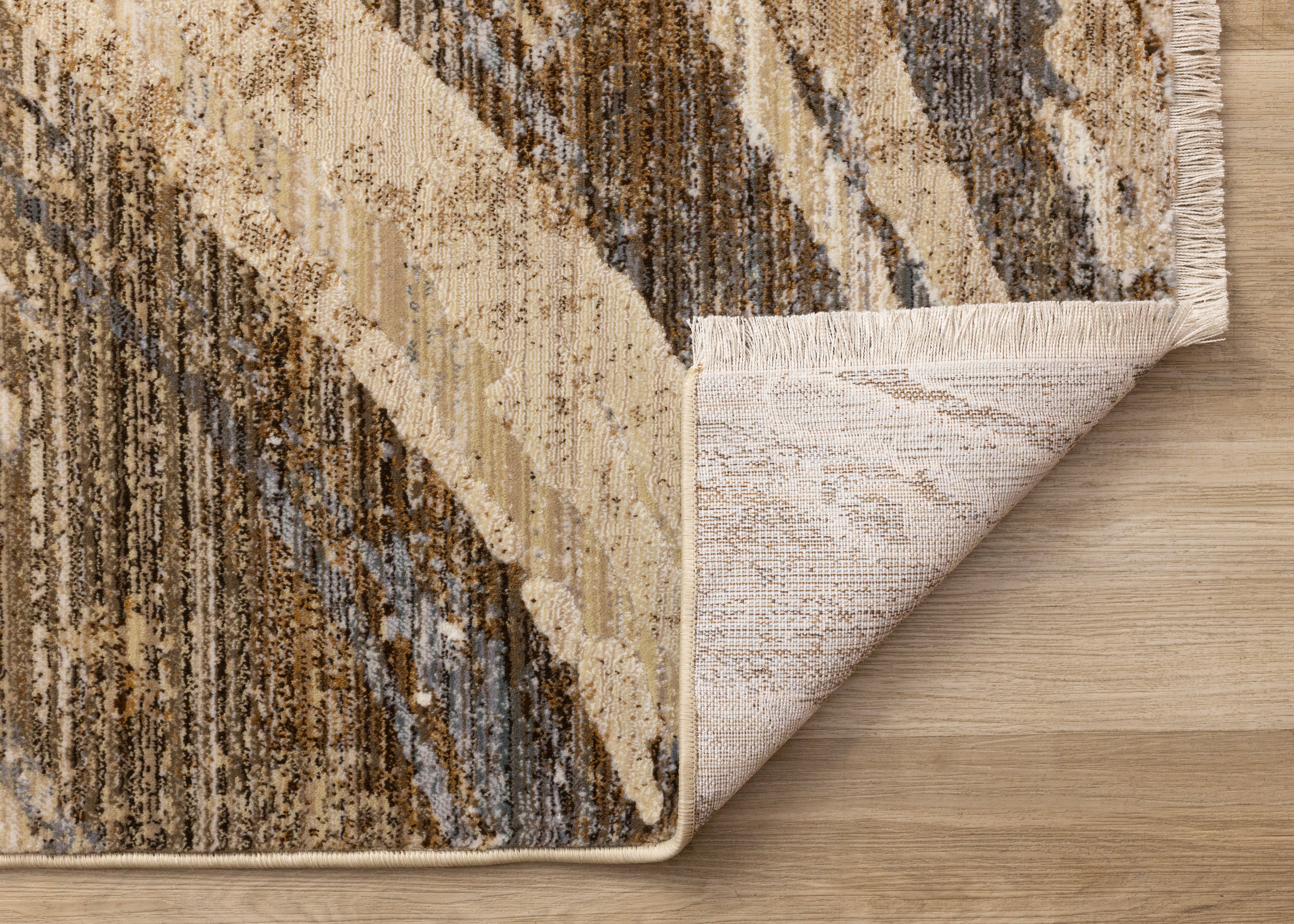 Samira Beige Brown Grey Distressed Organic Lines
