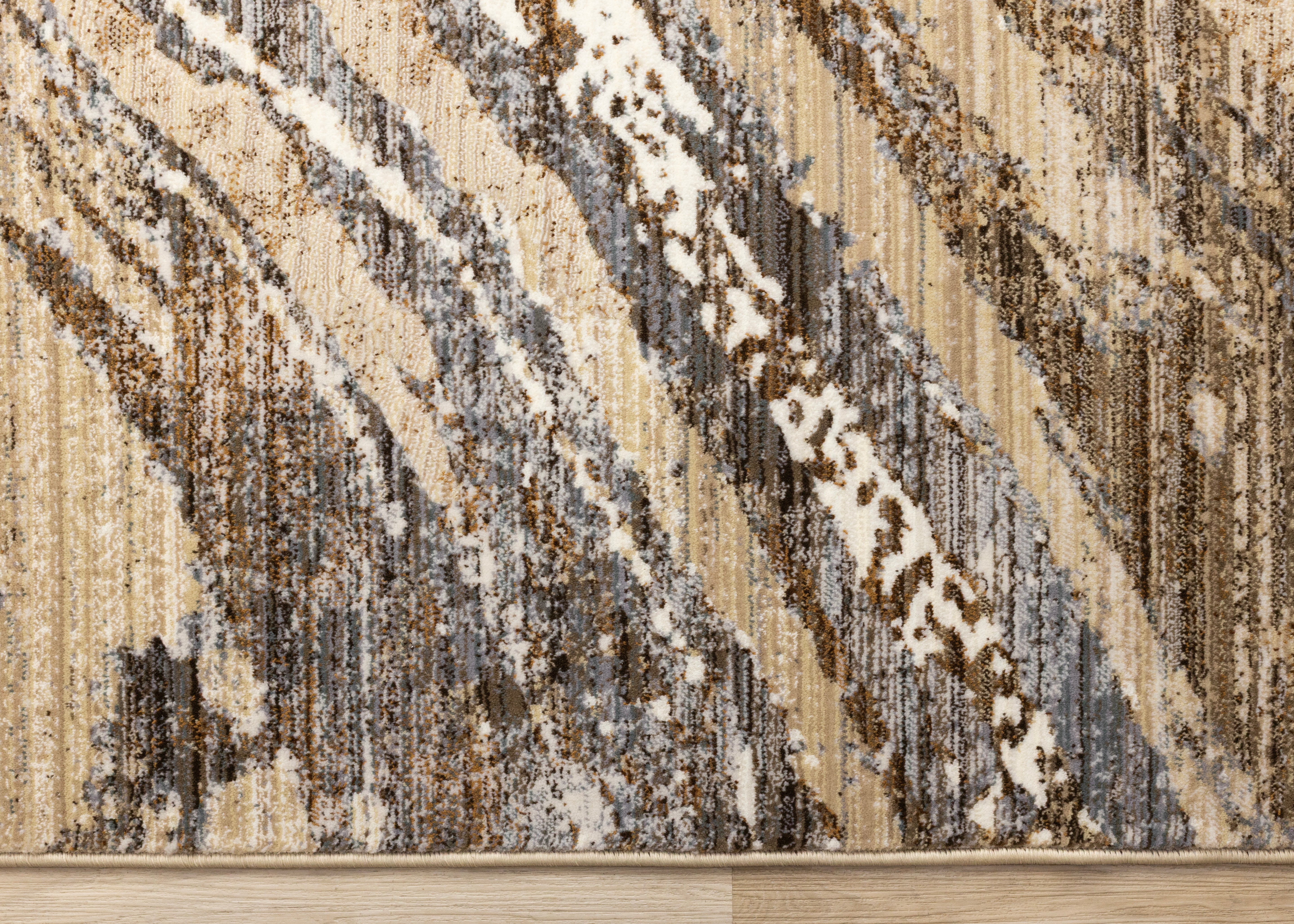 Samira Beige Brown Grey Distressed Organic Lines