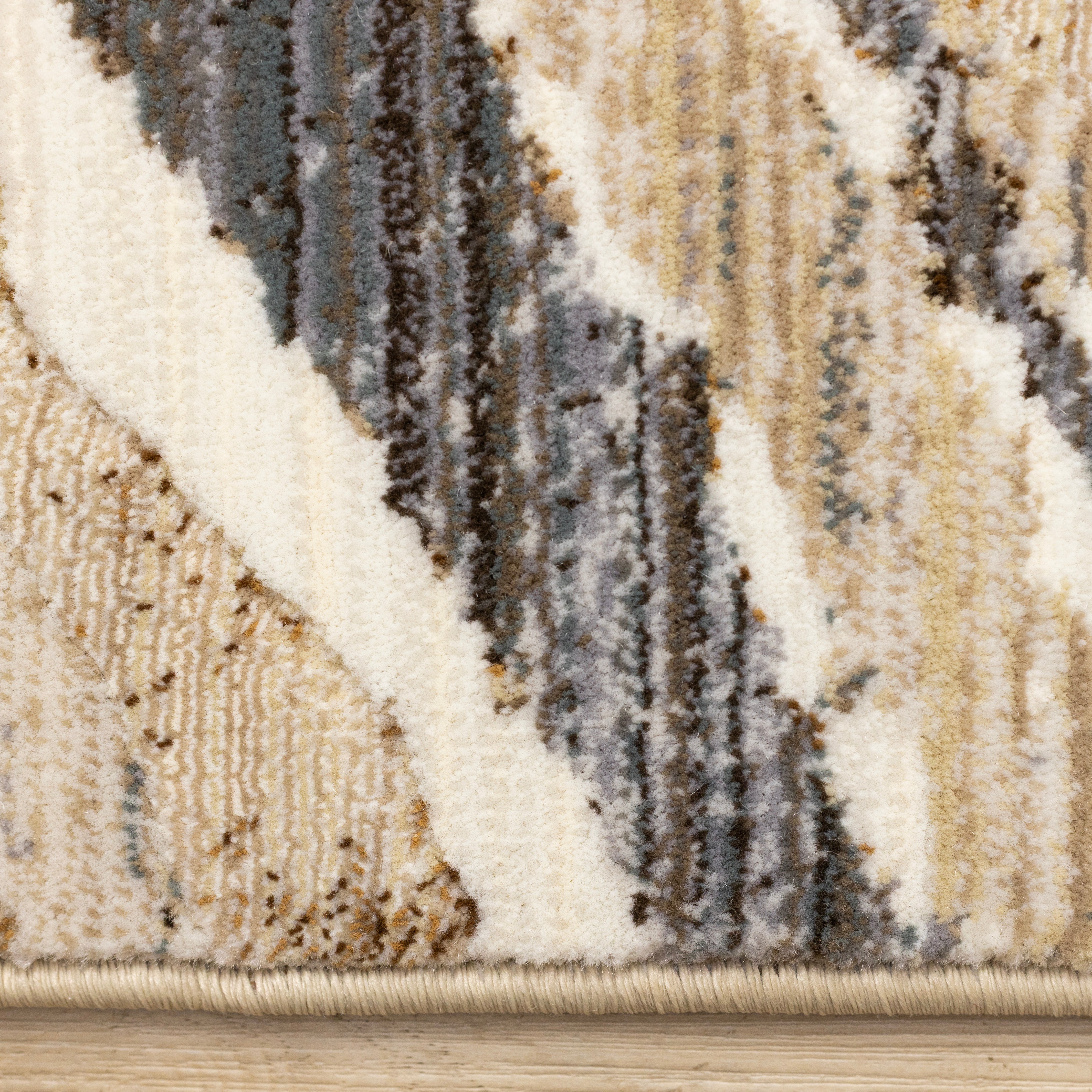 Samira Beige Brown Grey Distressed Organic Lines