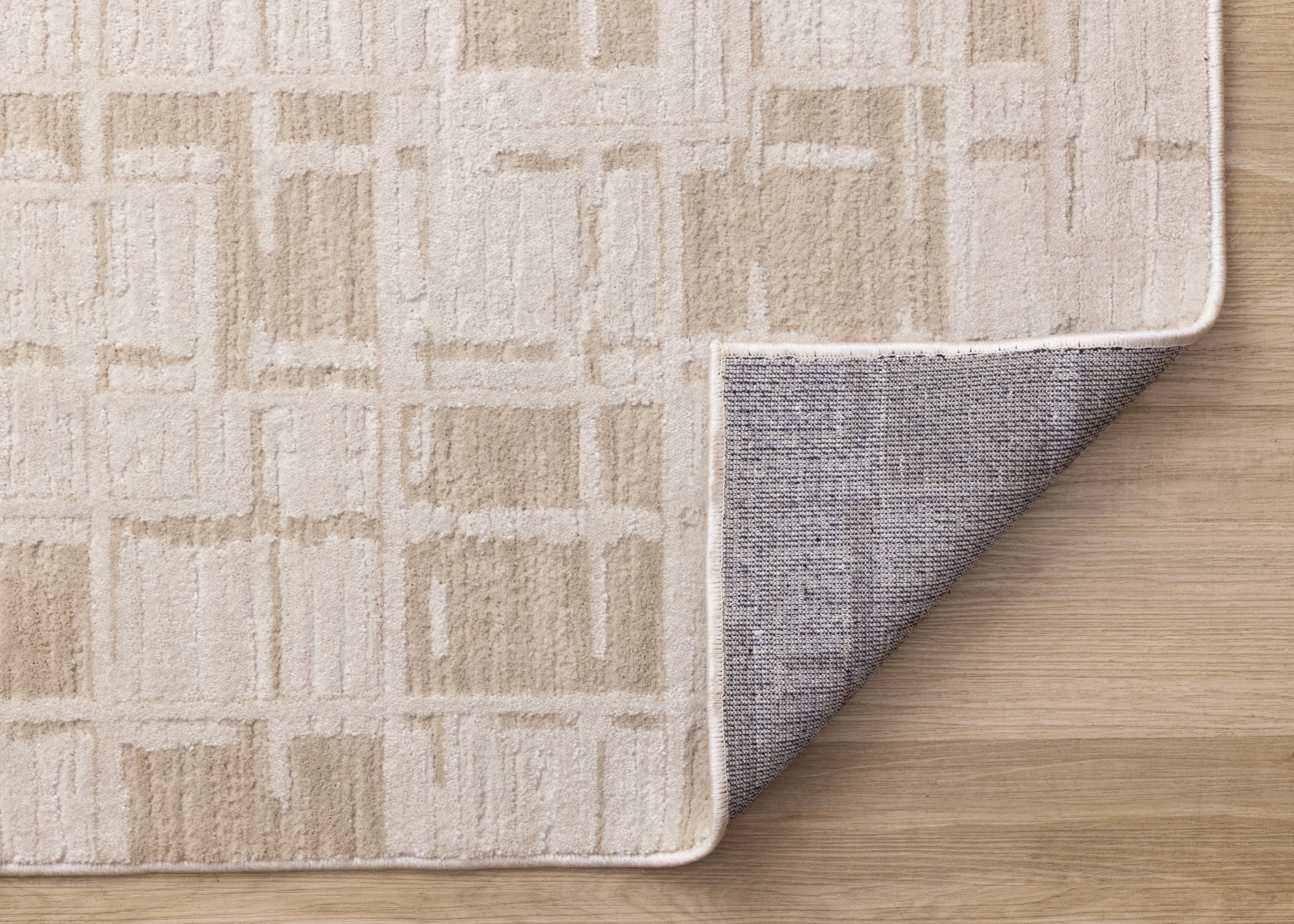 Sawyer Taupe White Distressed Grid Shapes Design