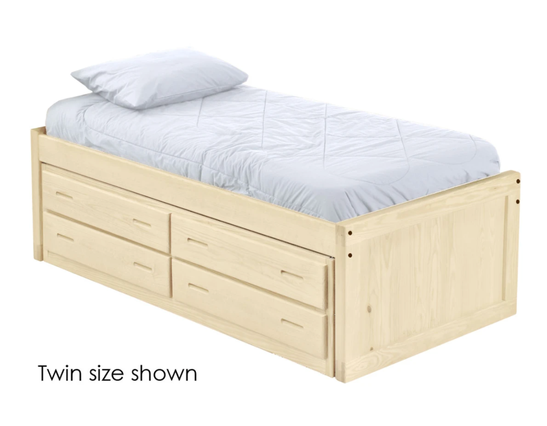 Captain's Bed, 4 Drawer Unit, Queen, 26" Headboard and Footboard, By Crate Designs. 4510.