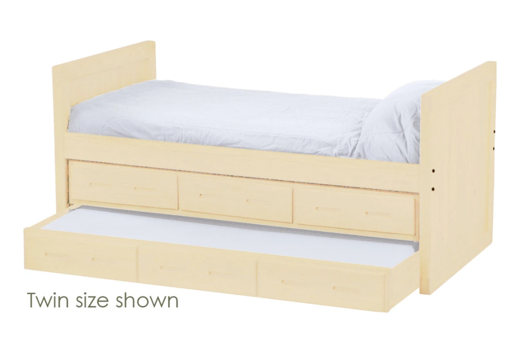 Captain's Day Bed with Drawers and Trundle, Twin, 39" Headboard and Footboard, By Crate Designs. 4012