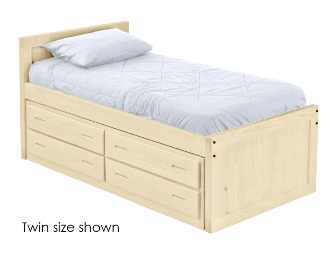 Captain's Bed with 4 Drawer Unit, Queen, 39" Headboard and 26" Footboard By Crate Designs. 4511