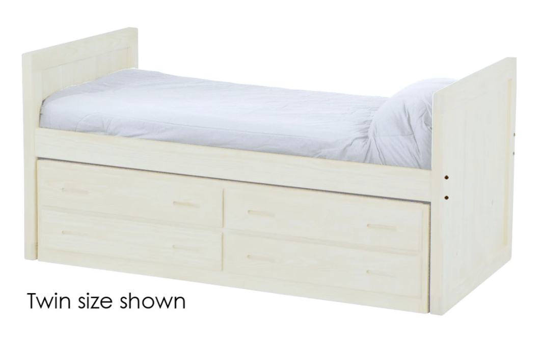 Captain's Day Bed with 4 Drawer Unit, King, 39" Headboard and Footboard By Crate Designs. 4612
