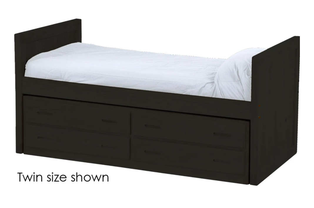 Captain's Day Bed with 4 Drawer Unit, King, 39" Headboard and Footboard By Crate Designs. 4612