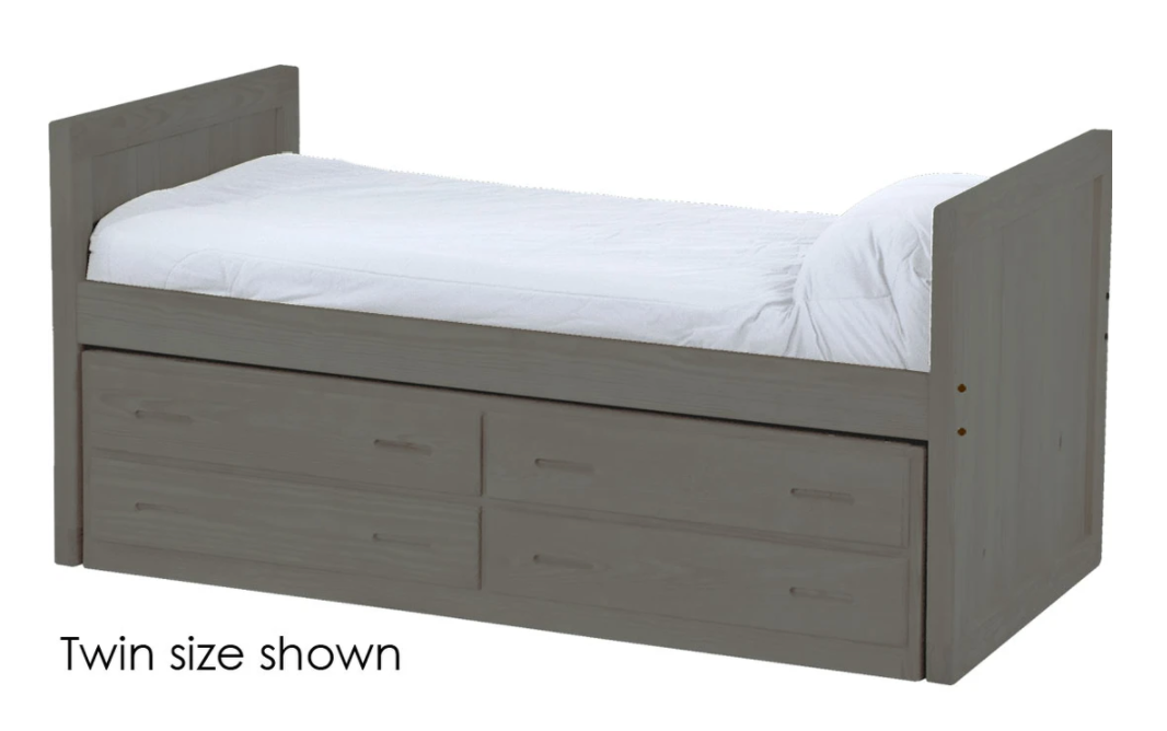 Captain's Day Bed with 4 Drawer Unit, King, 39" Headboard and Footboard By Crate Designs. 4612