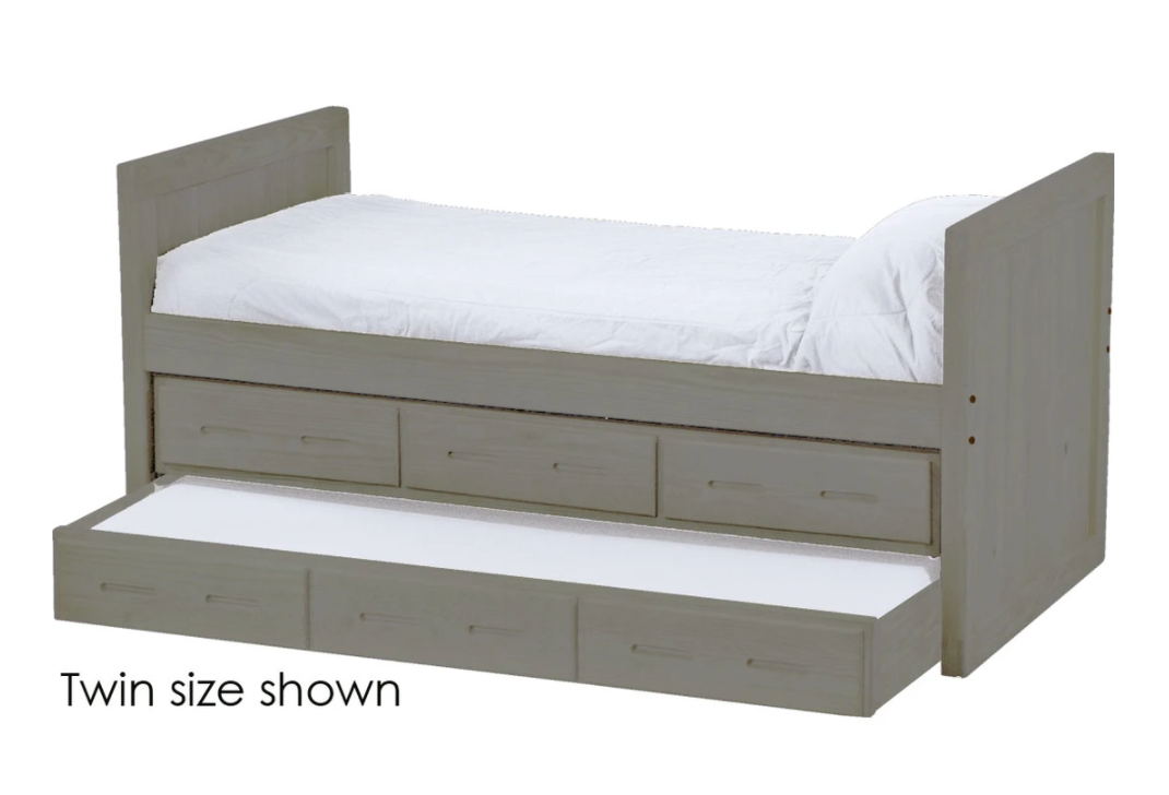 Captain's Day Bed with Drawers and Trundle, Full, 39" Headboard and Footboard By Crate Designs. 4412