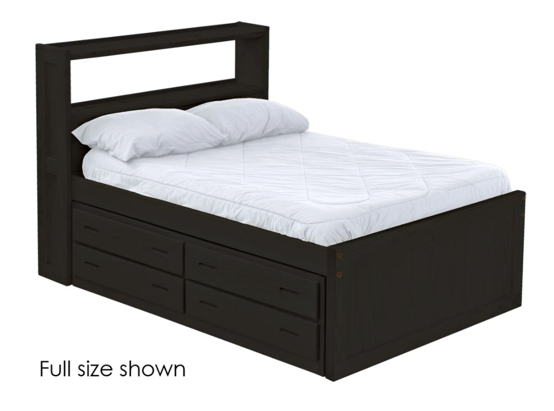 Captain's Bookcase Bed with Drawers, Full, By Crate Designs. 4455
