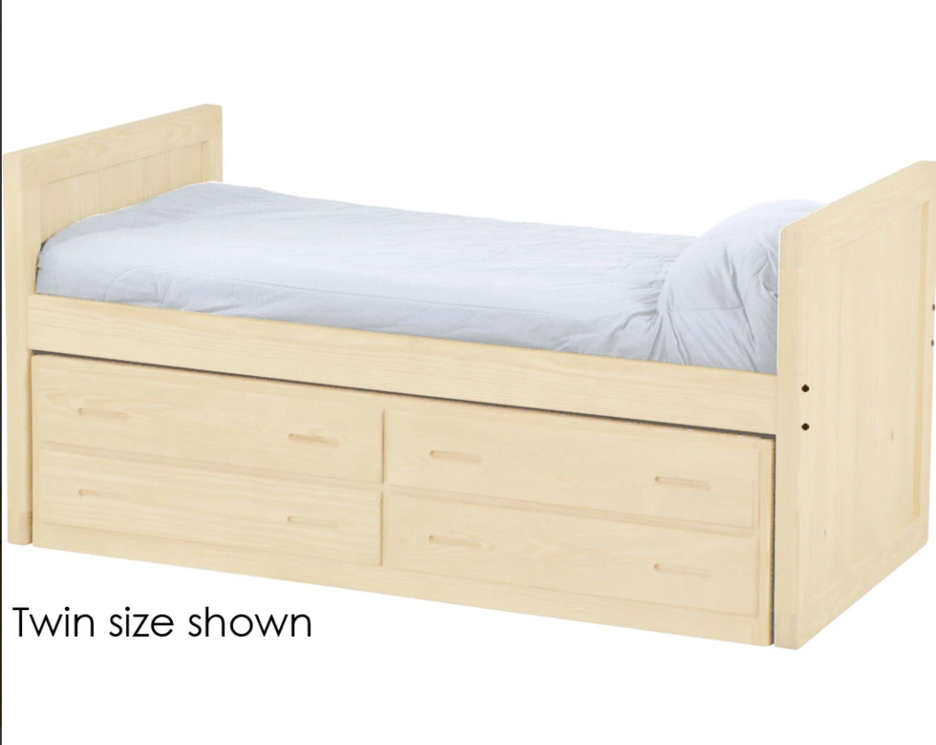 Captain's Day Bed with Drawers, Queen, 39" Headboard and Footboard, By Crate Designs. 4512
